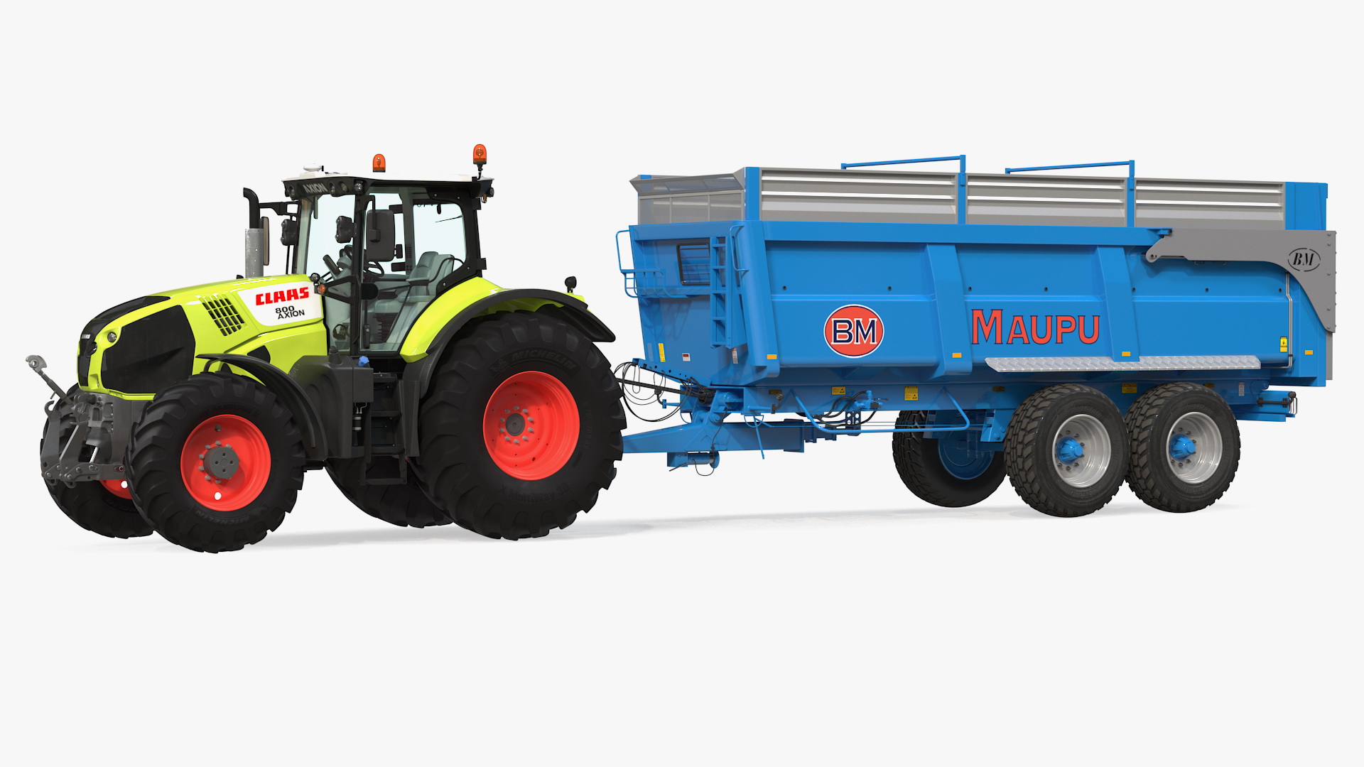 3D Tractor Claas Axion 800 with Maupu 18t Trailer