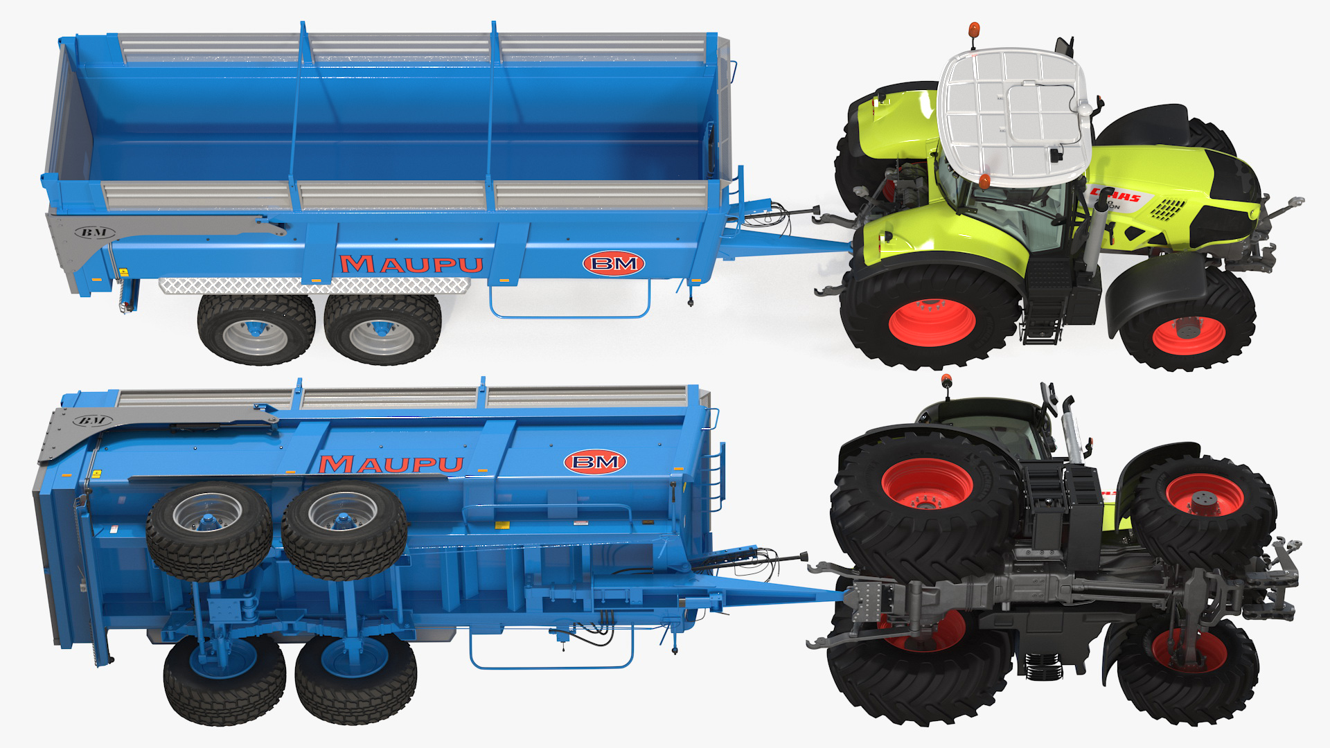 3D Tractor Claas Axion 800 with Maupu 18t Trailer