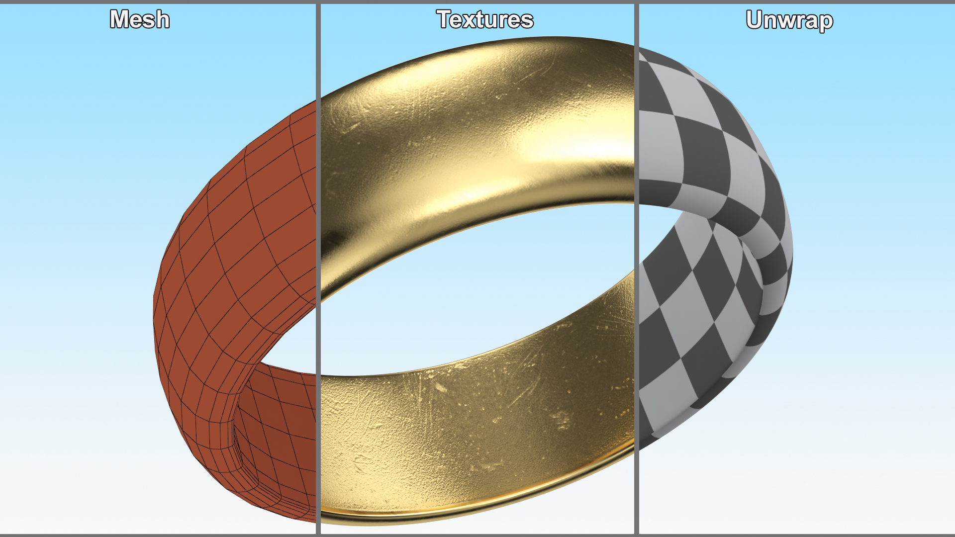 Gold Wedding Ring 3D