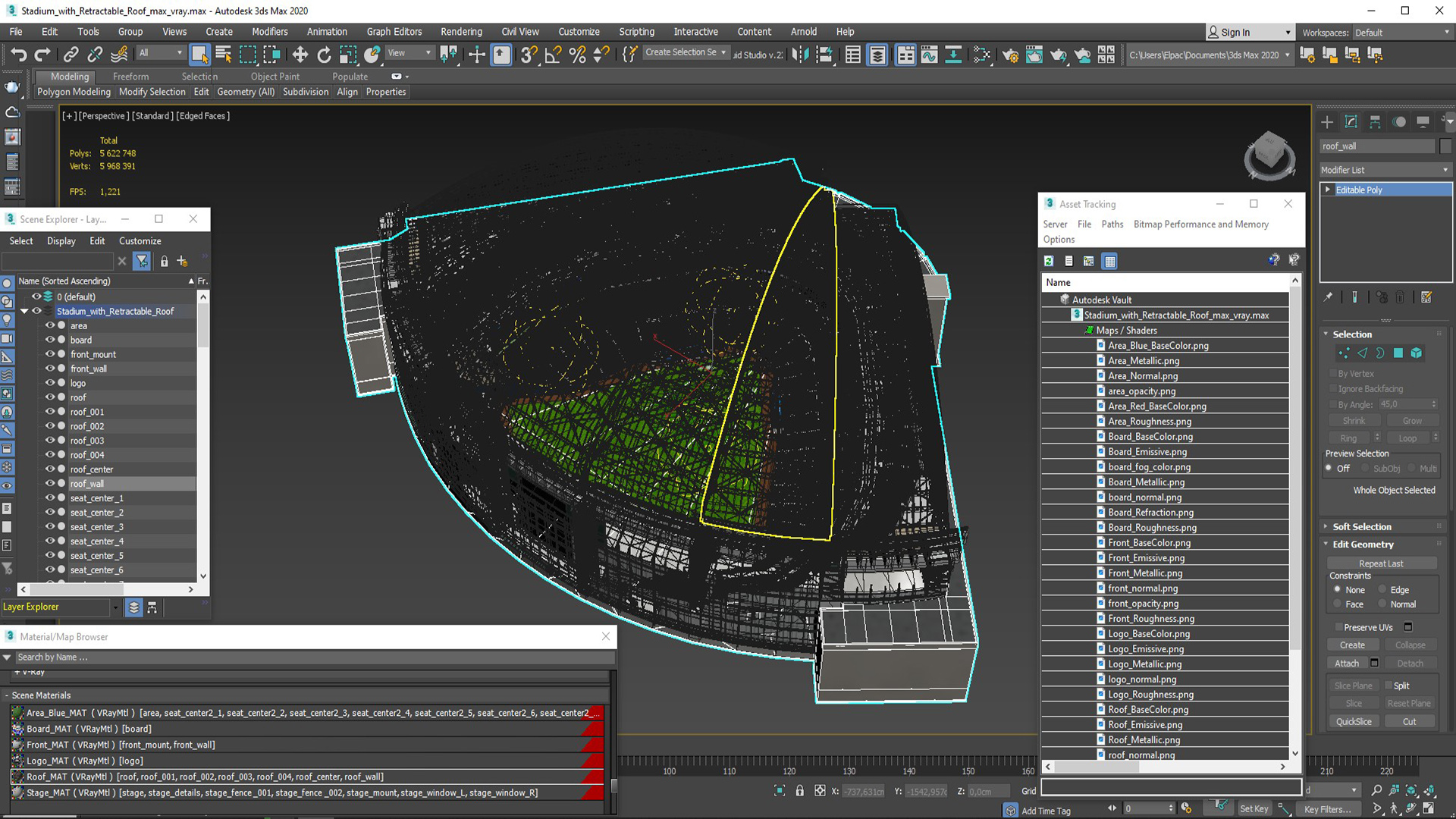 Stadium with Retractable Roof 3D model