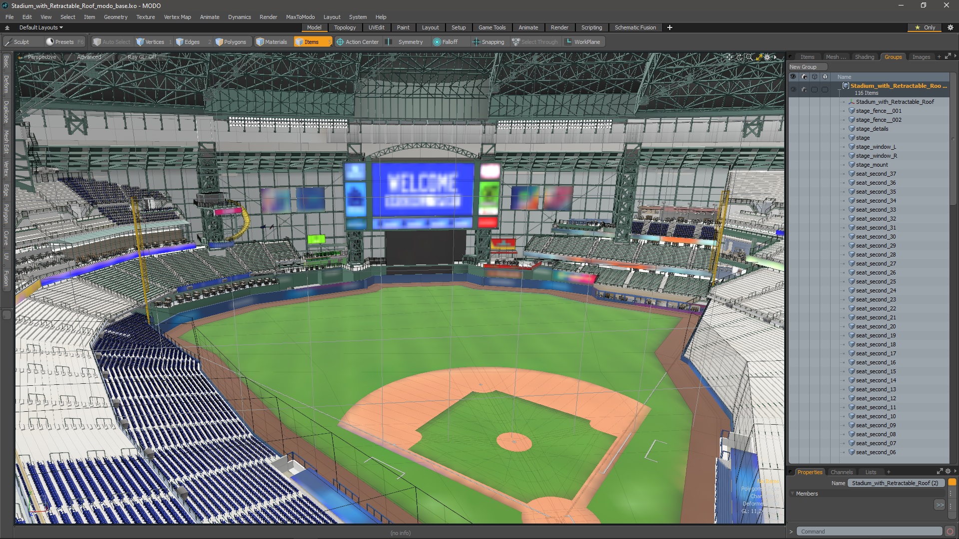 Stadium with Retractable Roof 3D model