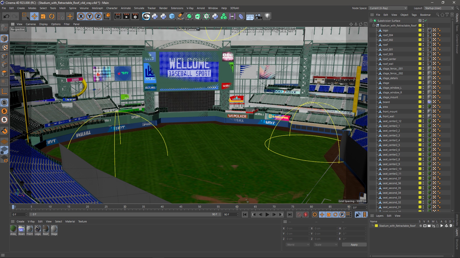 Stadium with Retractable Roof 3D model