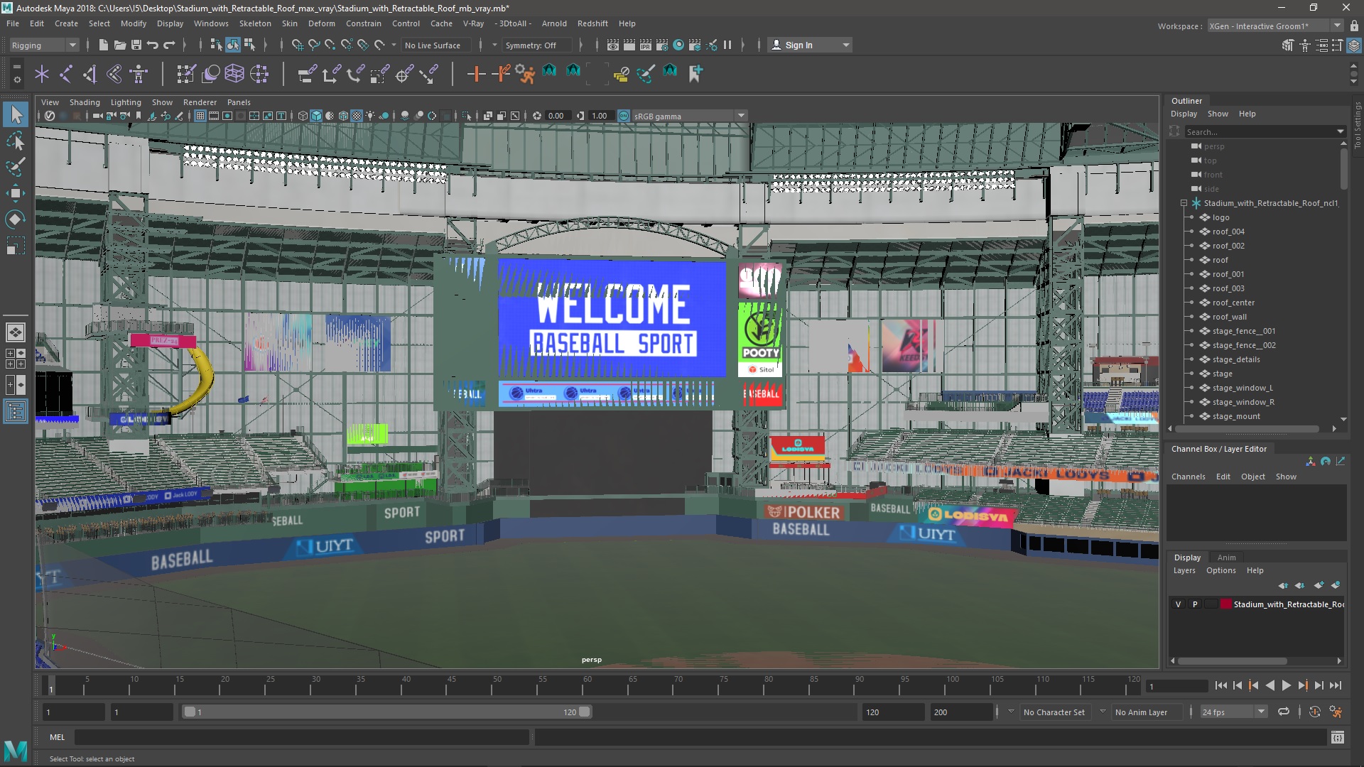 Stadium with Retractable Roof 3D model