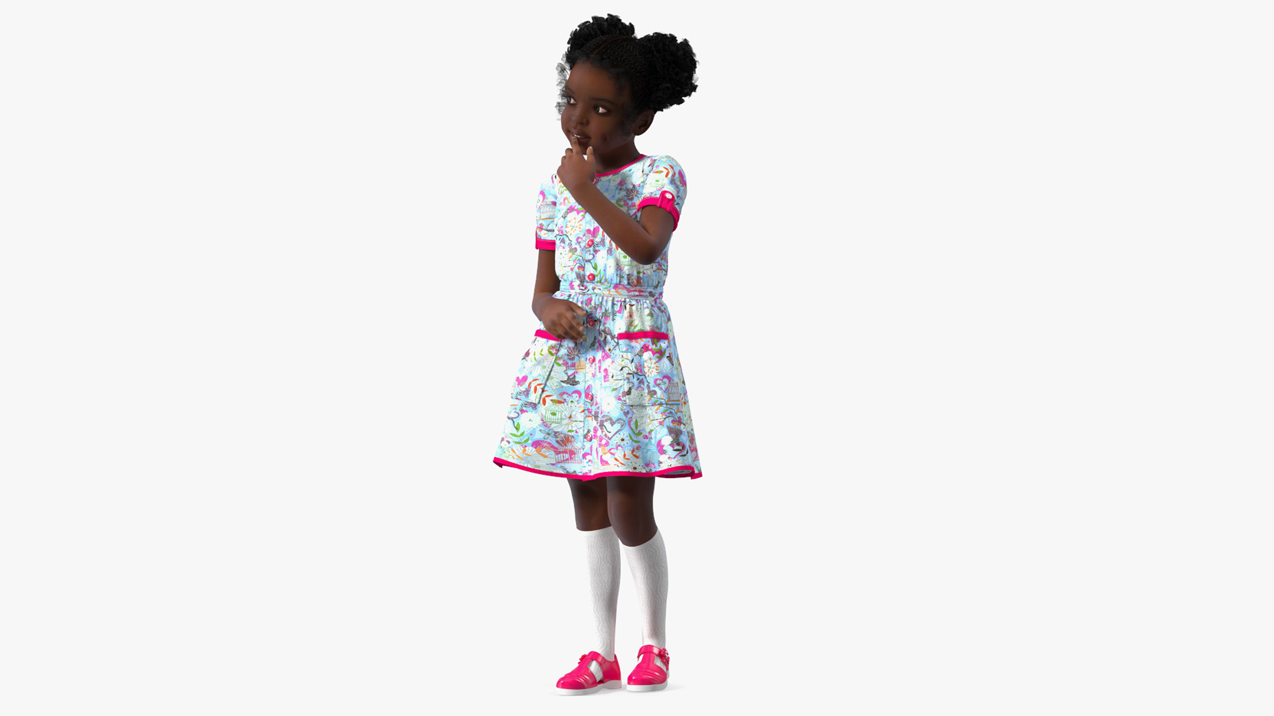 Everyday Style Black Girl Child Rigged for Maya 3D