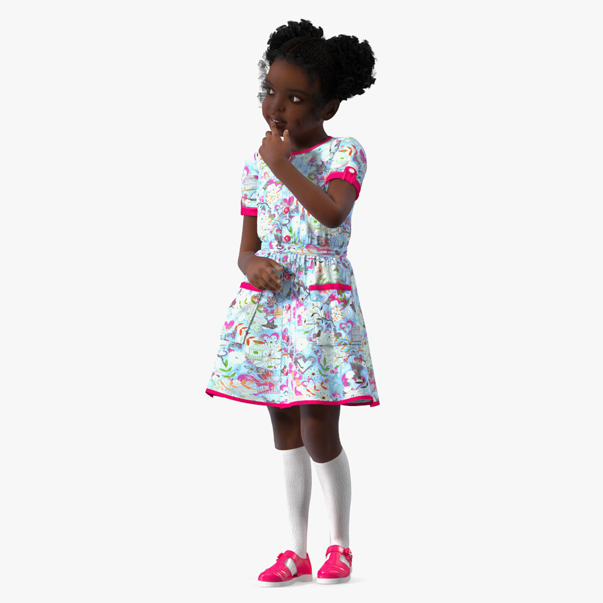 Everyday Style Black Girl Child Rigged for Maya 3D