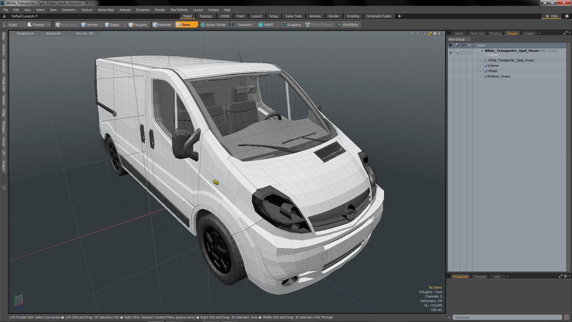 White Transporter Opel Vivaro 3D model