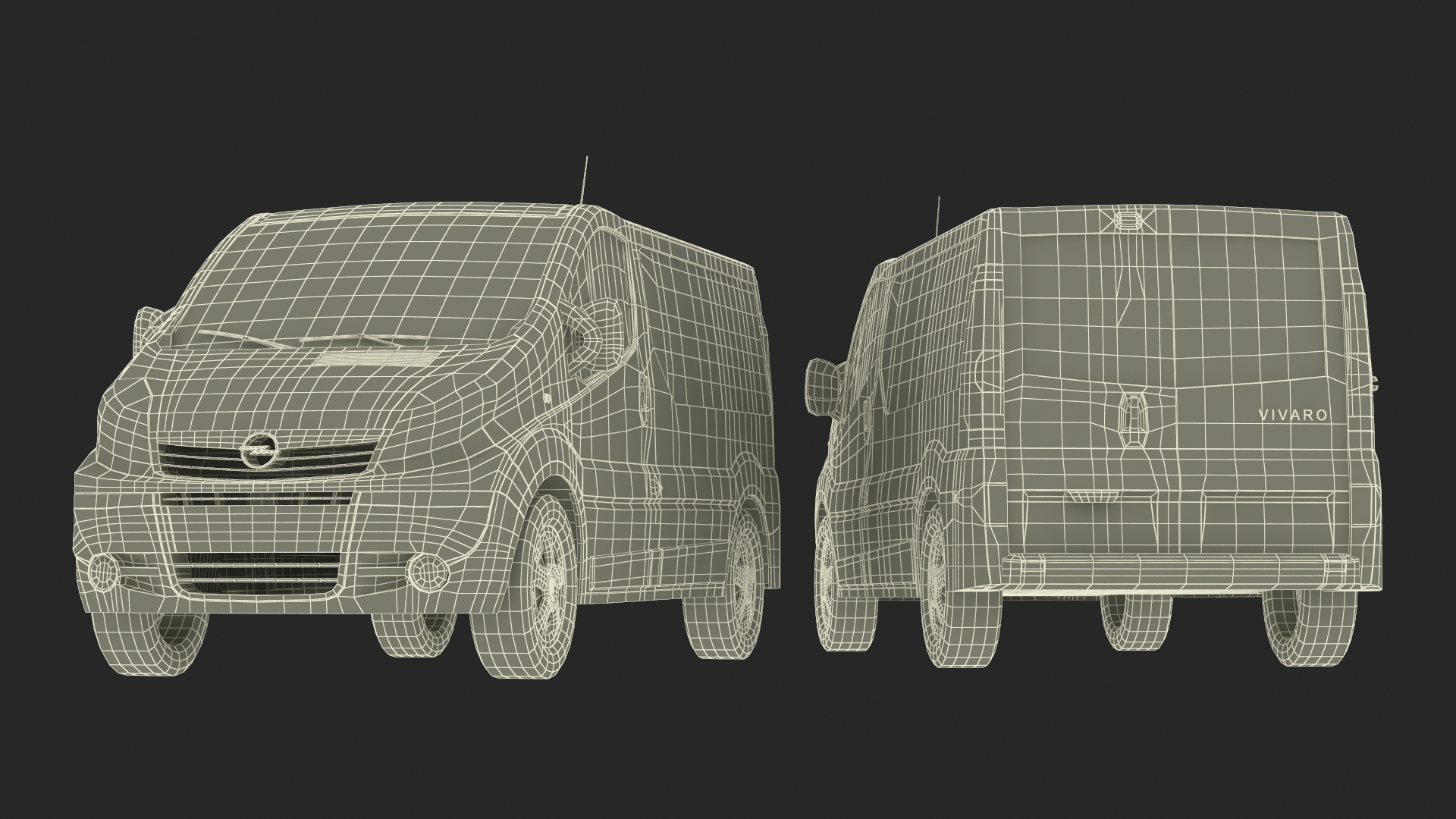 White Transporter Opel Vivaro 3D model
