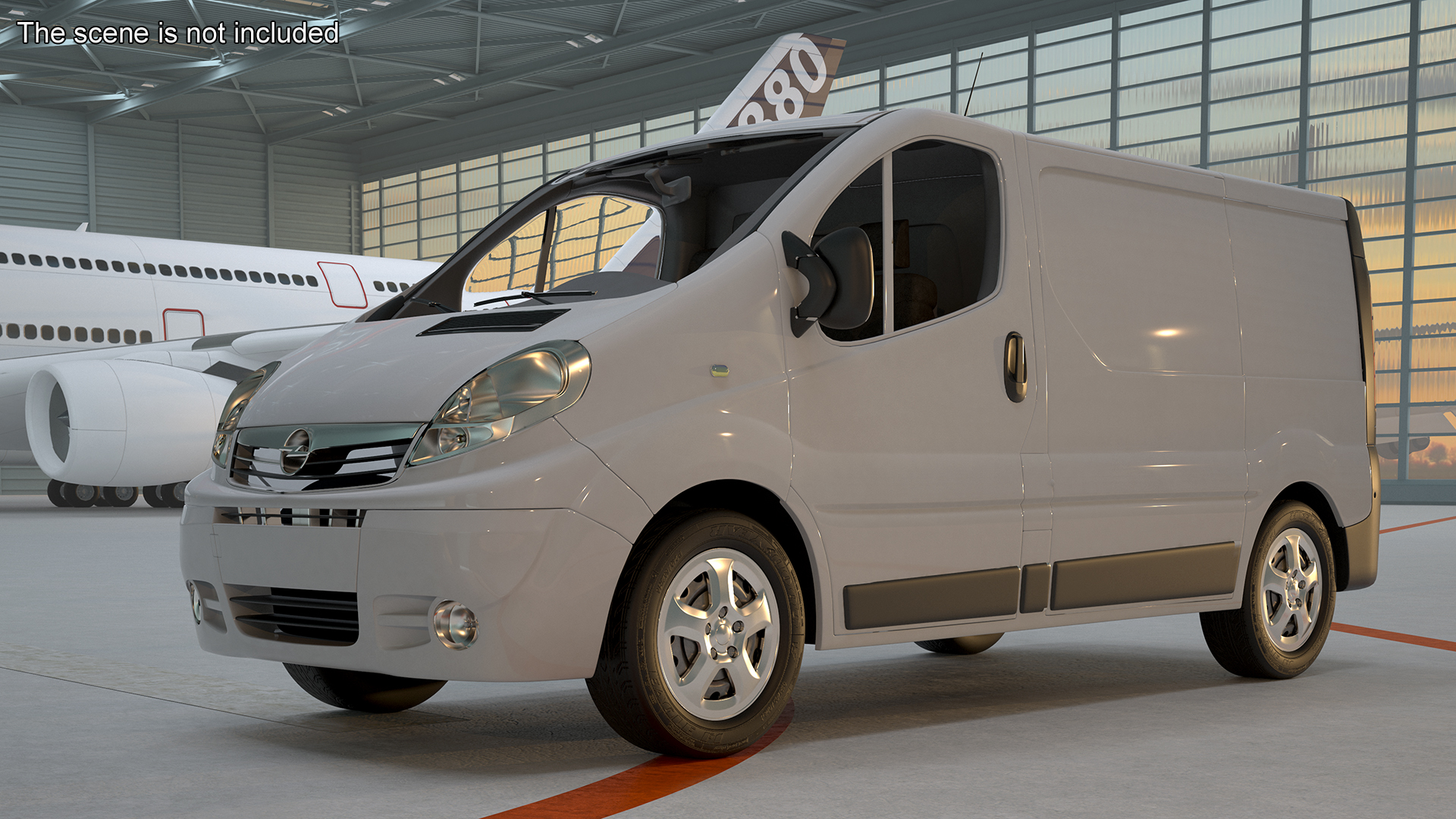 White Transporter Opel Vivaro 3D model