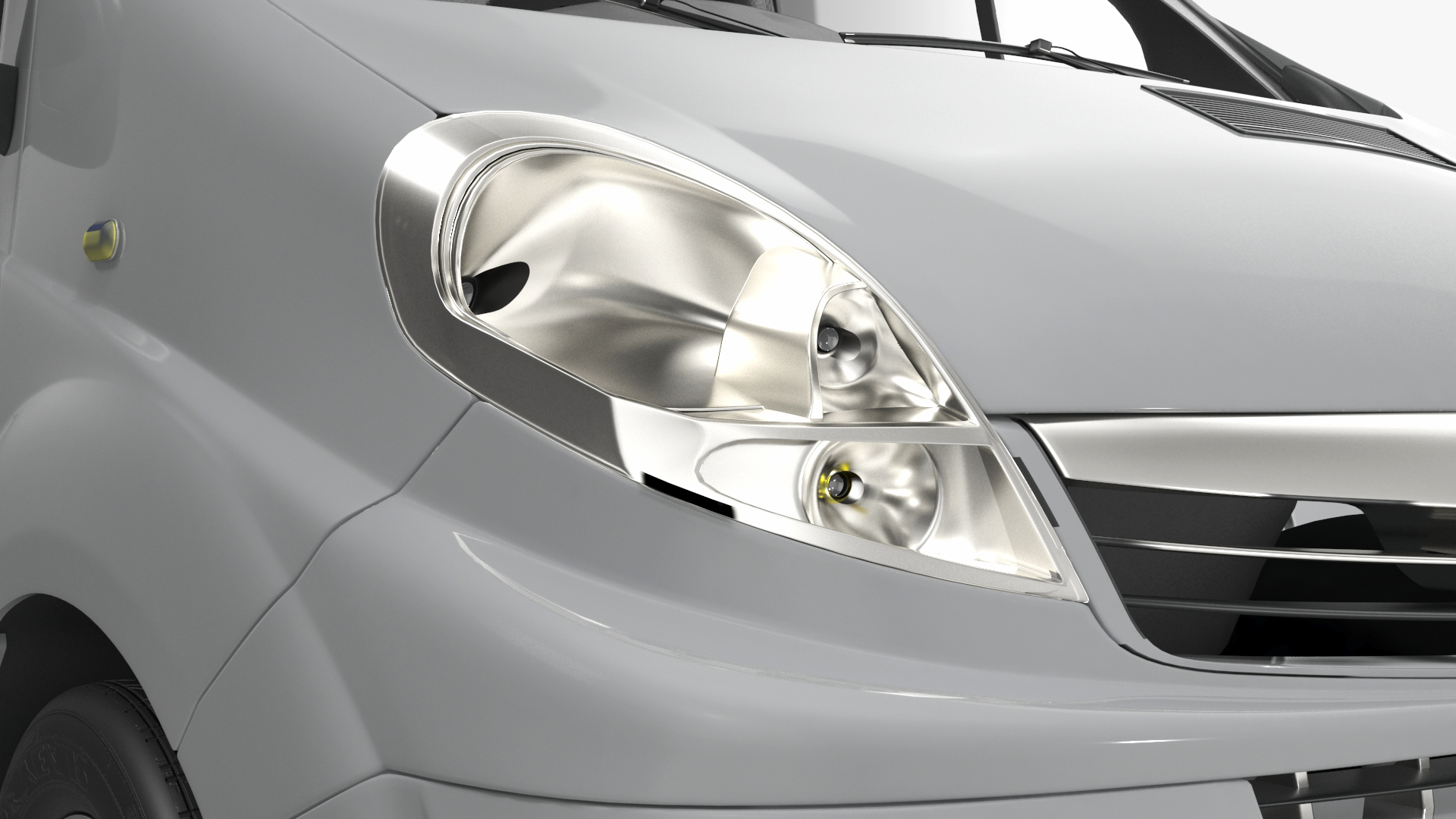 White Transporter Opel Vivaro 3D model