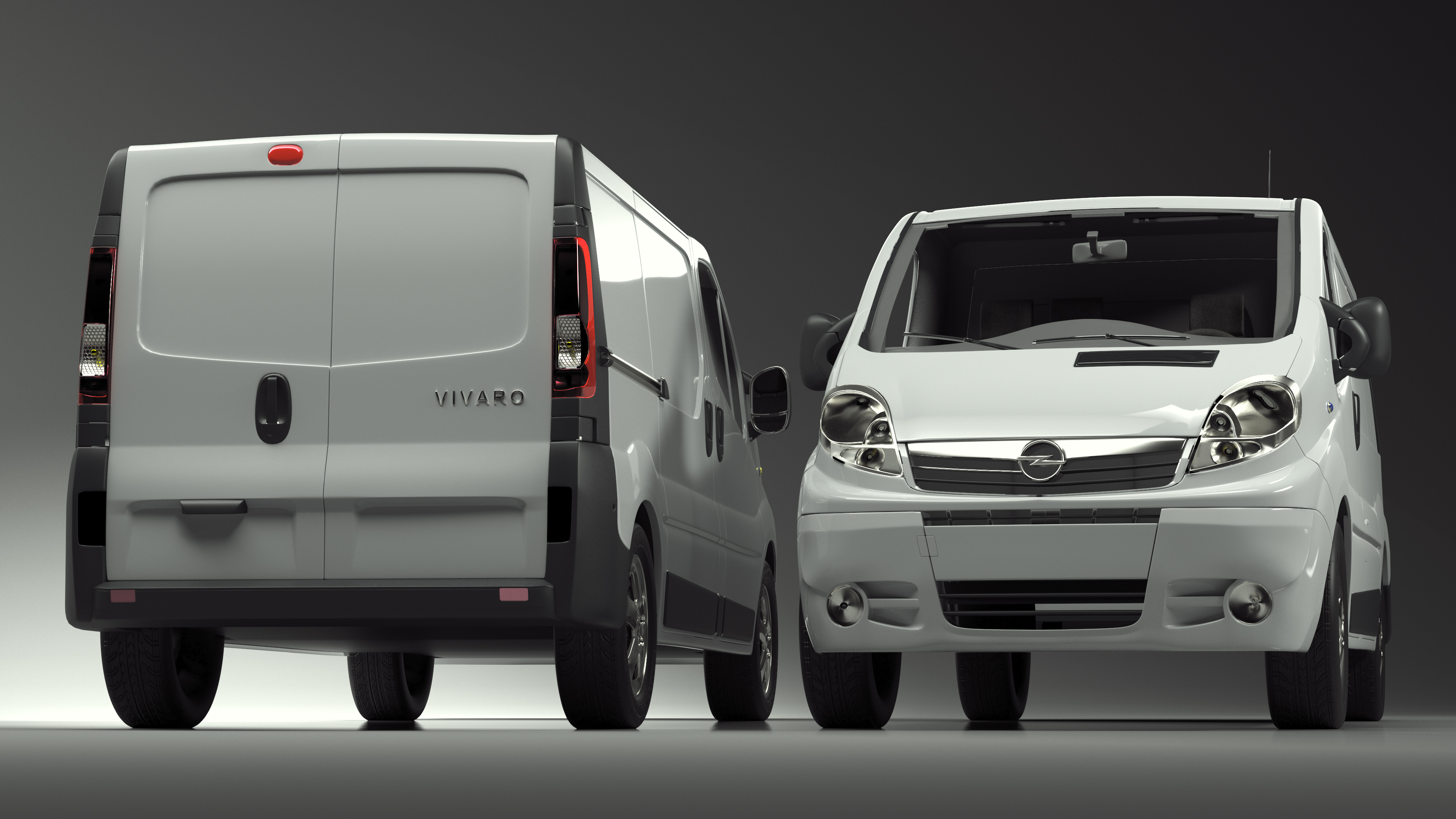 White Transporter Opel Vivaro 3D model