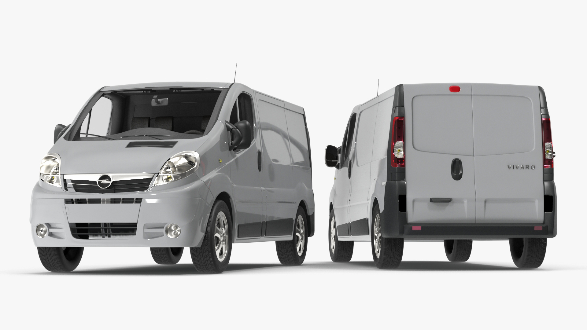 White Transporter Opel Vivaro 3D model