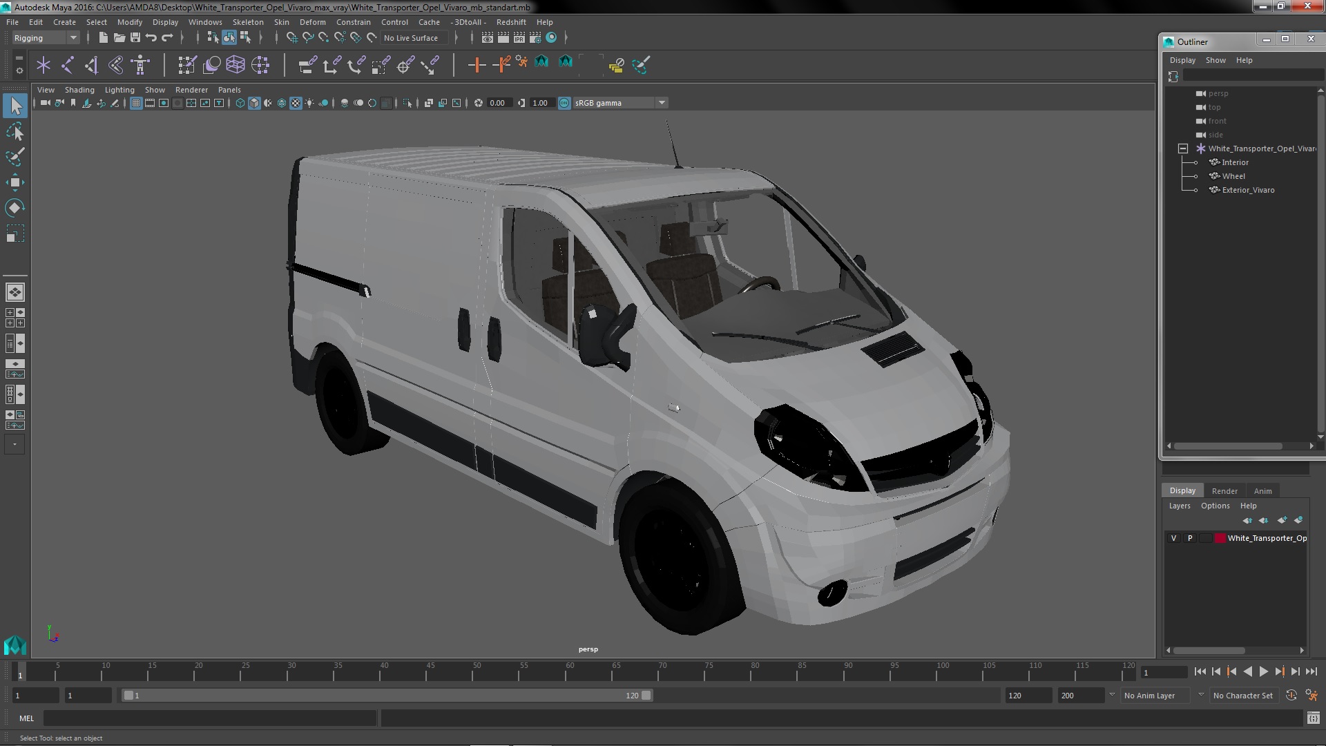 White Transporter Opel Vivaro 3D model