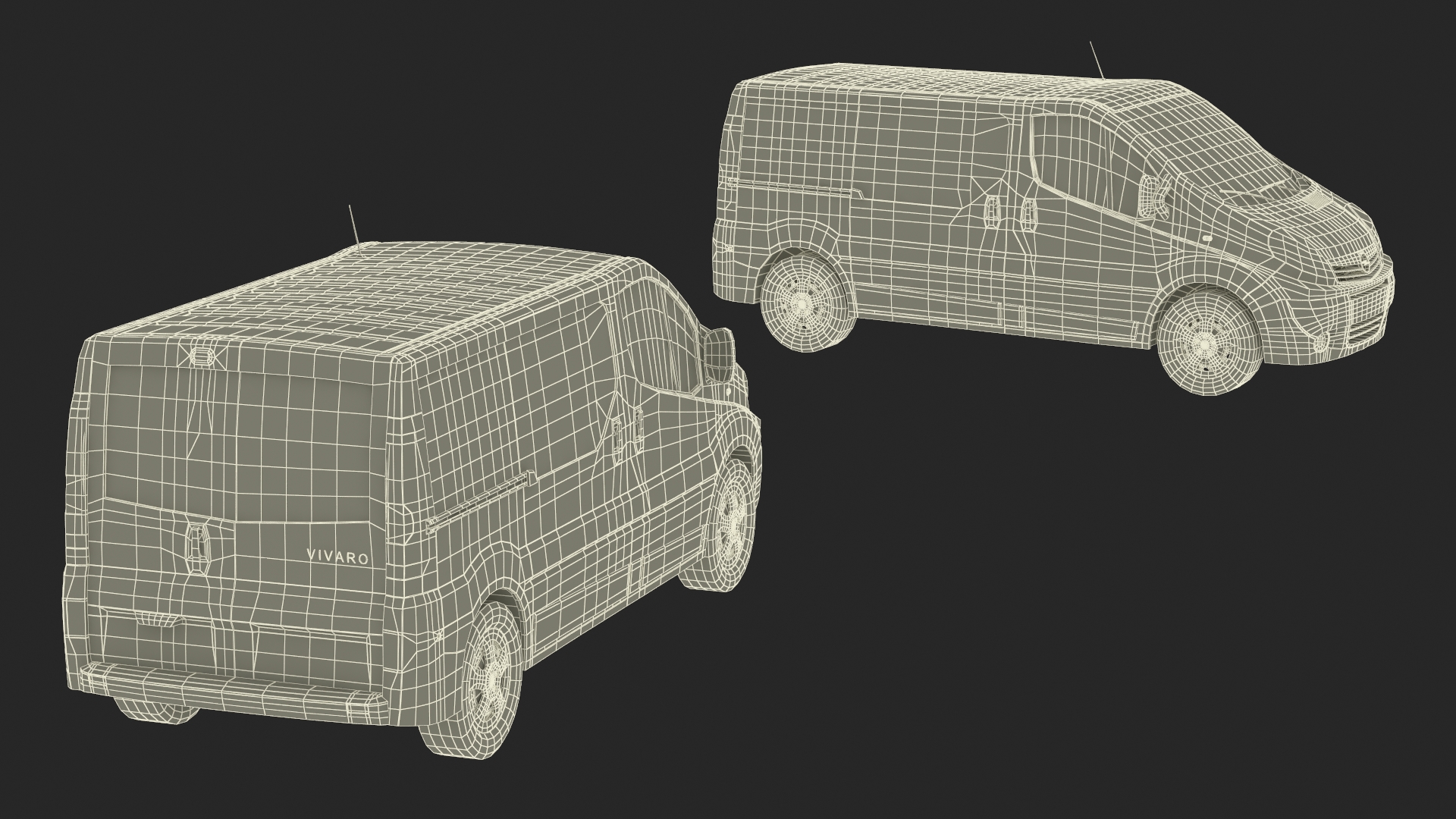 White Transporter Opel Vivaro 3D model