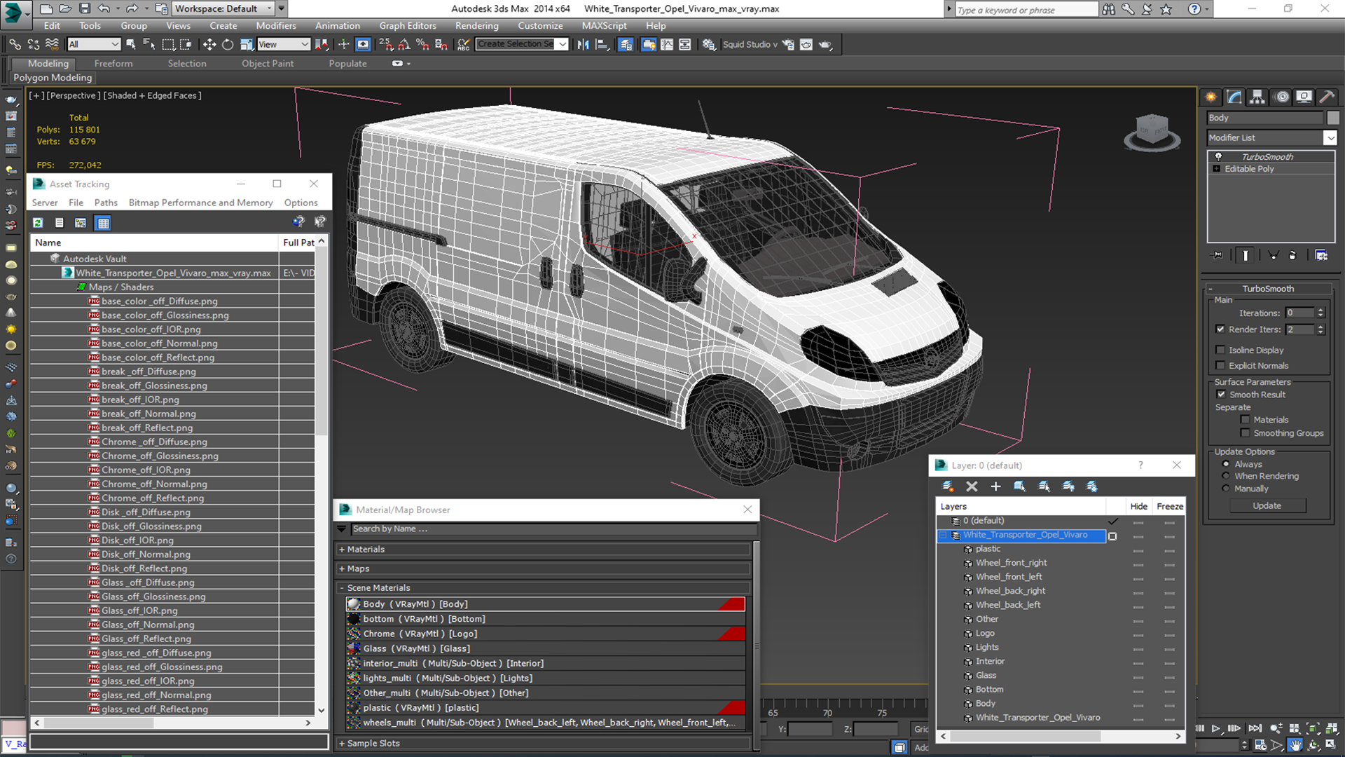 White Transporter Opel Vivaro 3D model