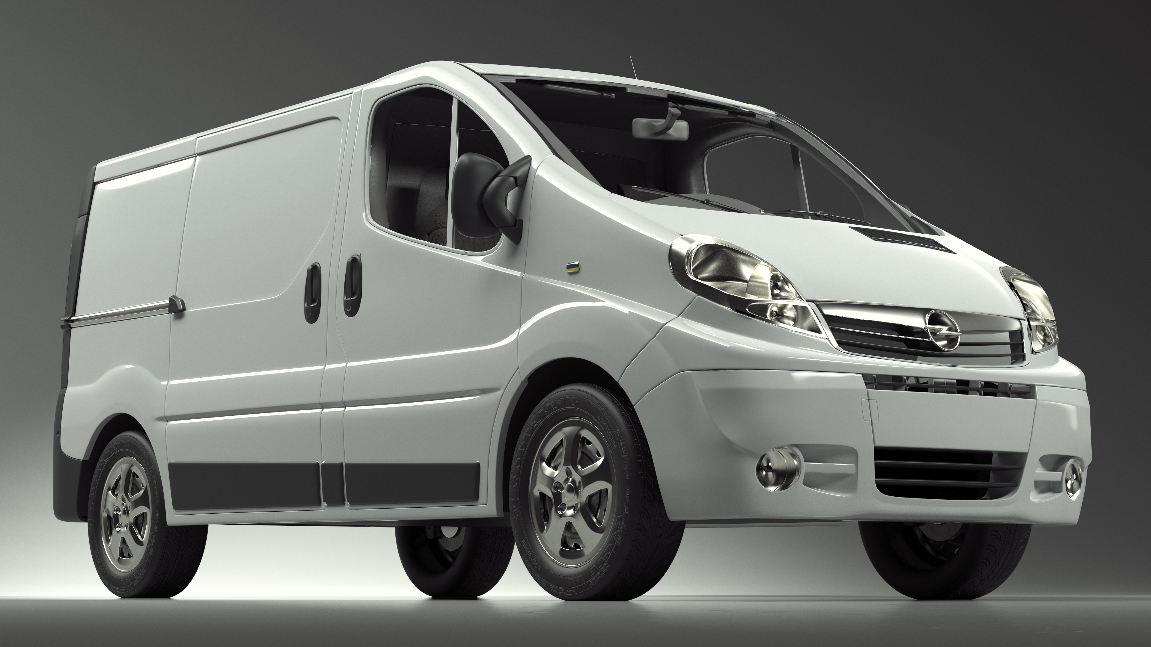 White Transporter Opel Vivaro 3D model