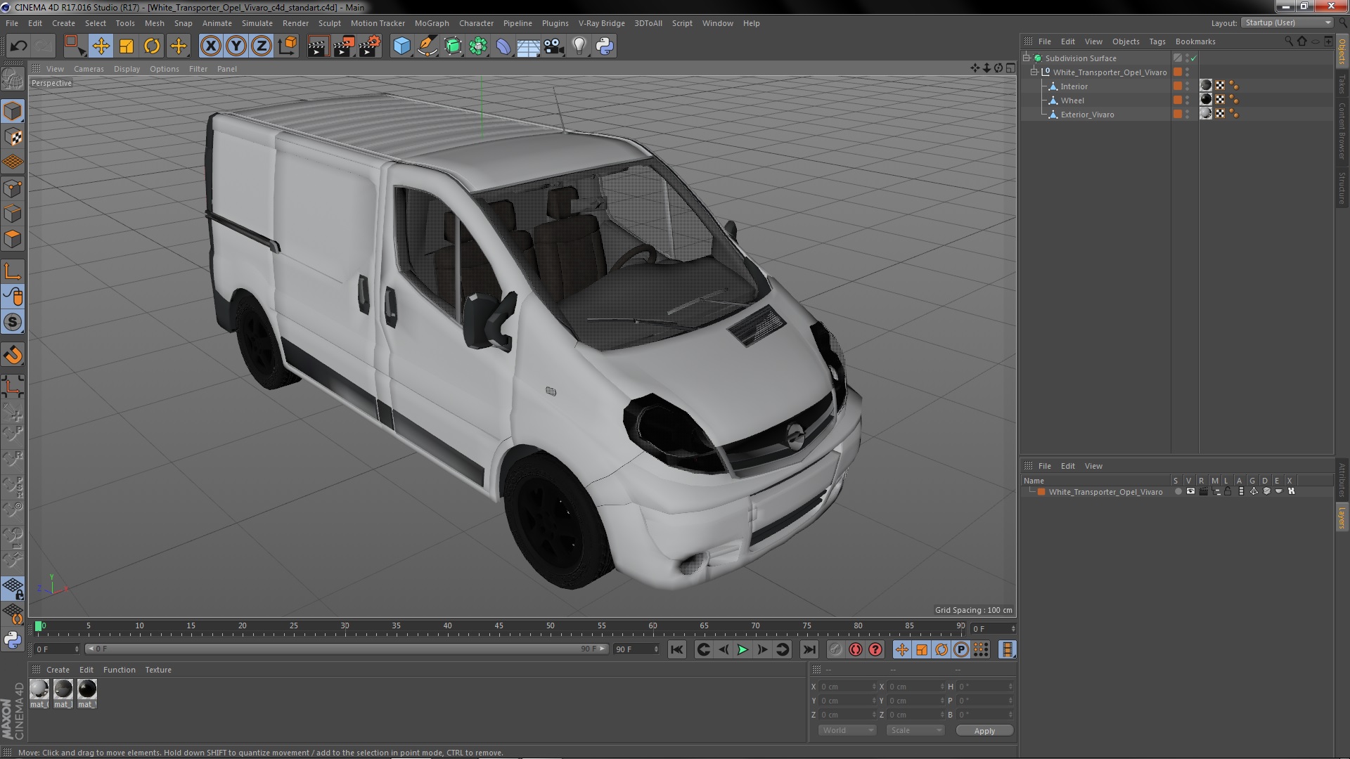 White Transporter Opel Vivaro 3D model