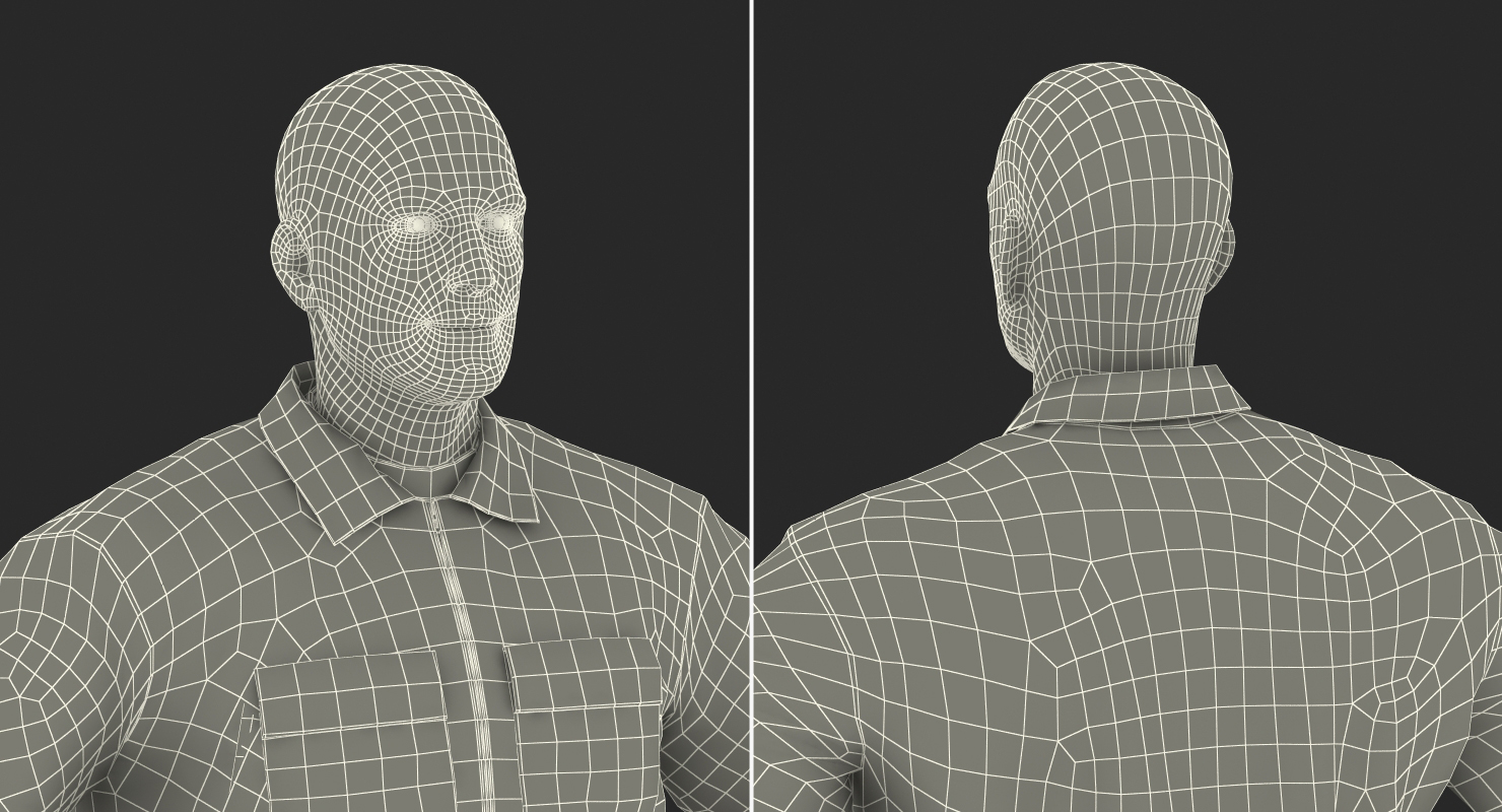 Worker Black Uniform Standing Pose 3D model
