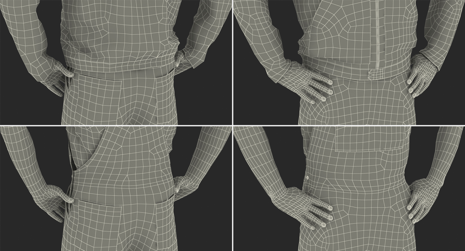 Worker Black Uniform Standing Pose 3D model