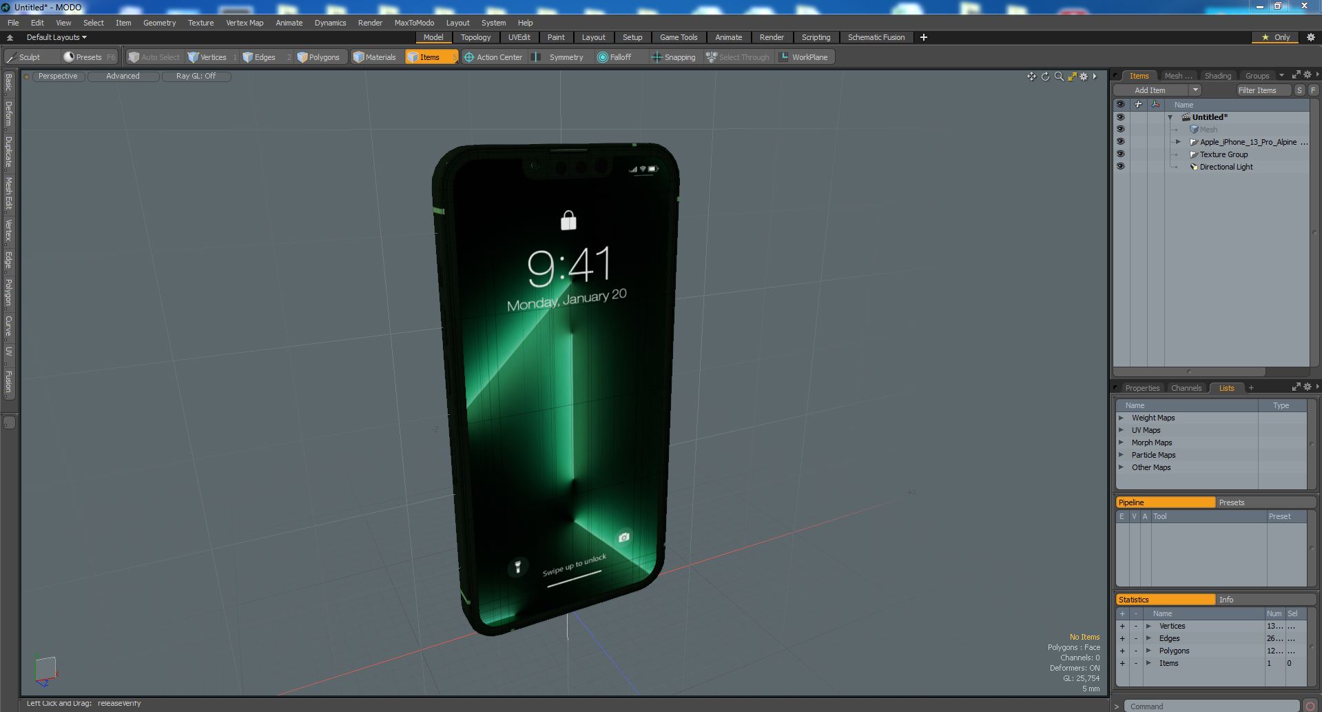 Apple iPhone 13 Pro Alpine Green 3D
