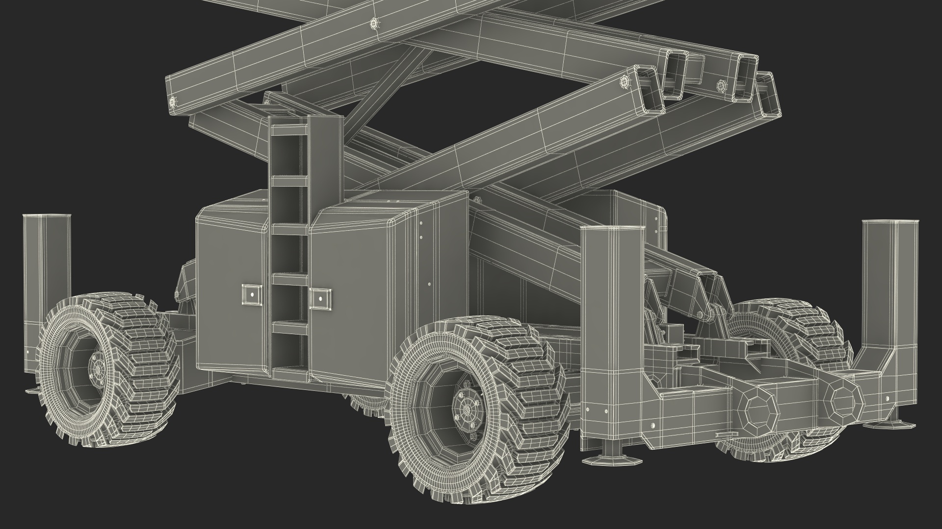 Scissor Lift Platform Rigged for Cinema 4D 3D
