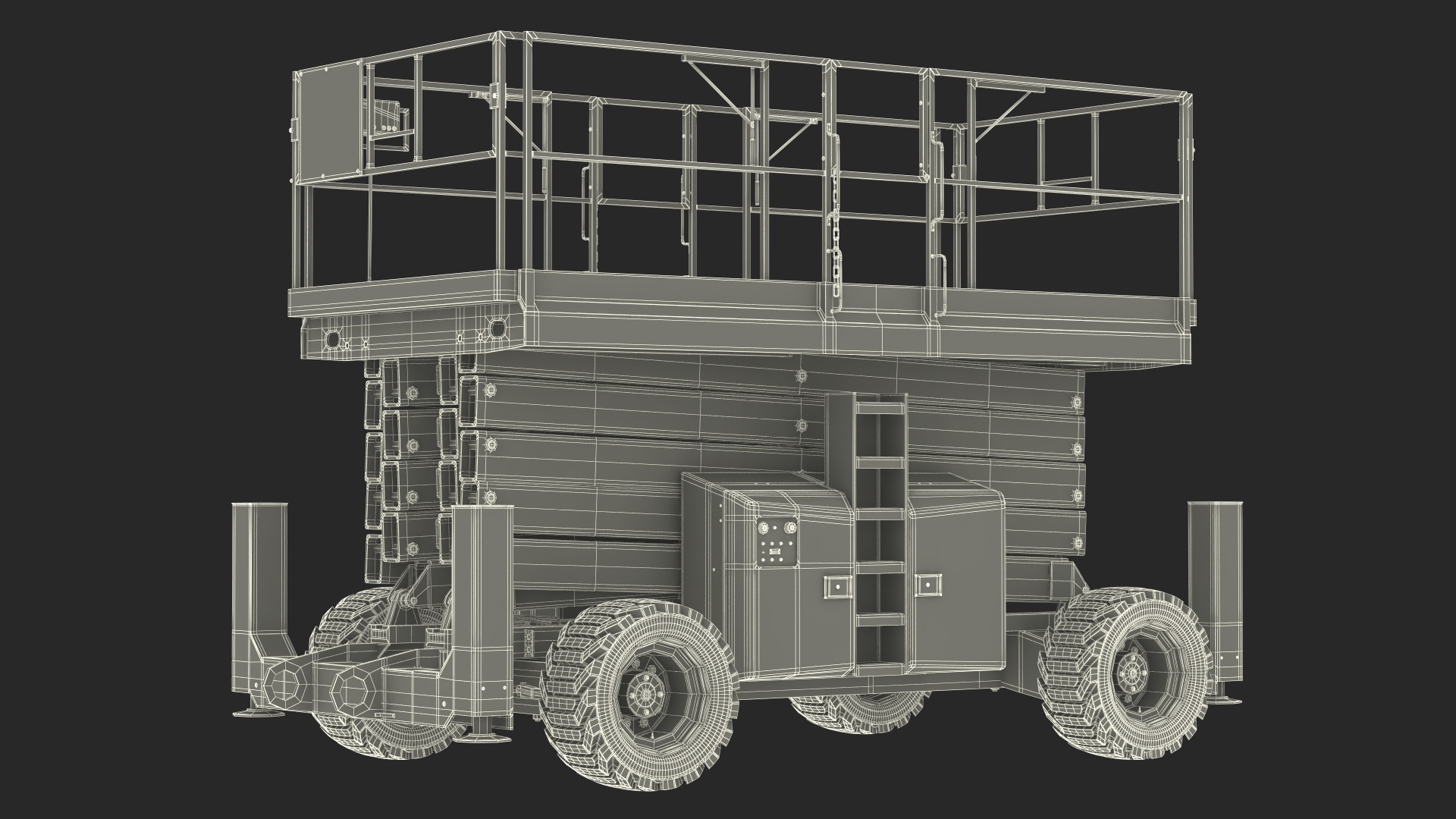 Scissor Lift Platform Rigged for Cinema 4D 3D