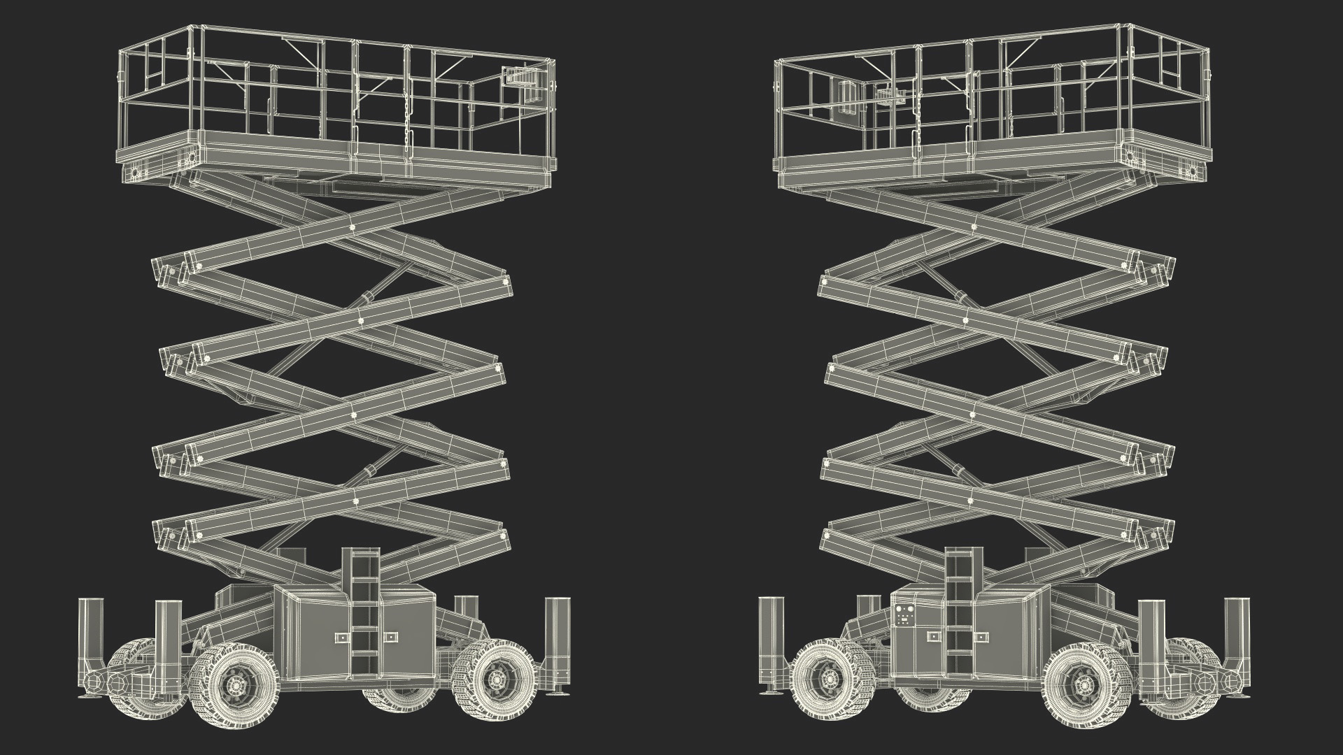 Scissor Lift Platform Rigged for Cinema 4D 3D