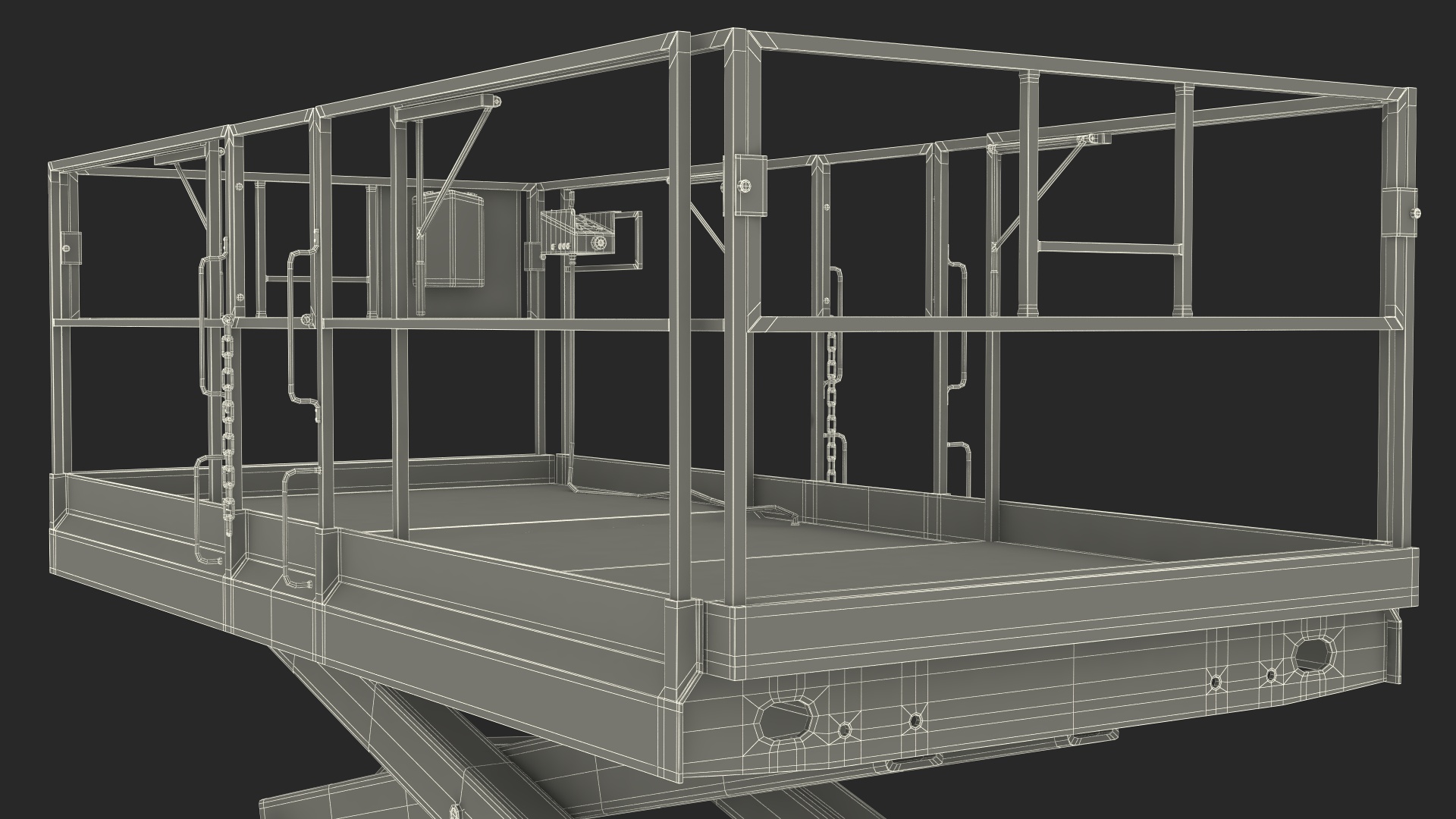 Scissor Lift Platform Rigged for Cinema 4D 3D