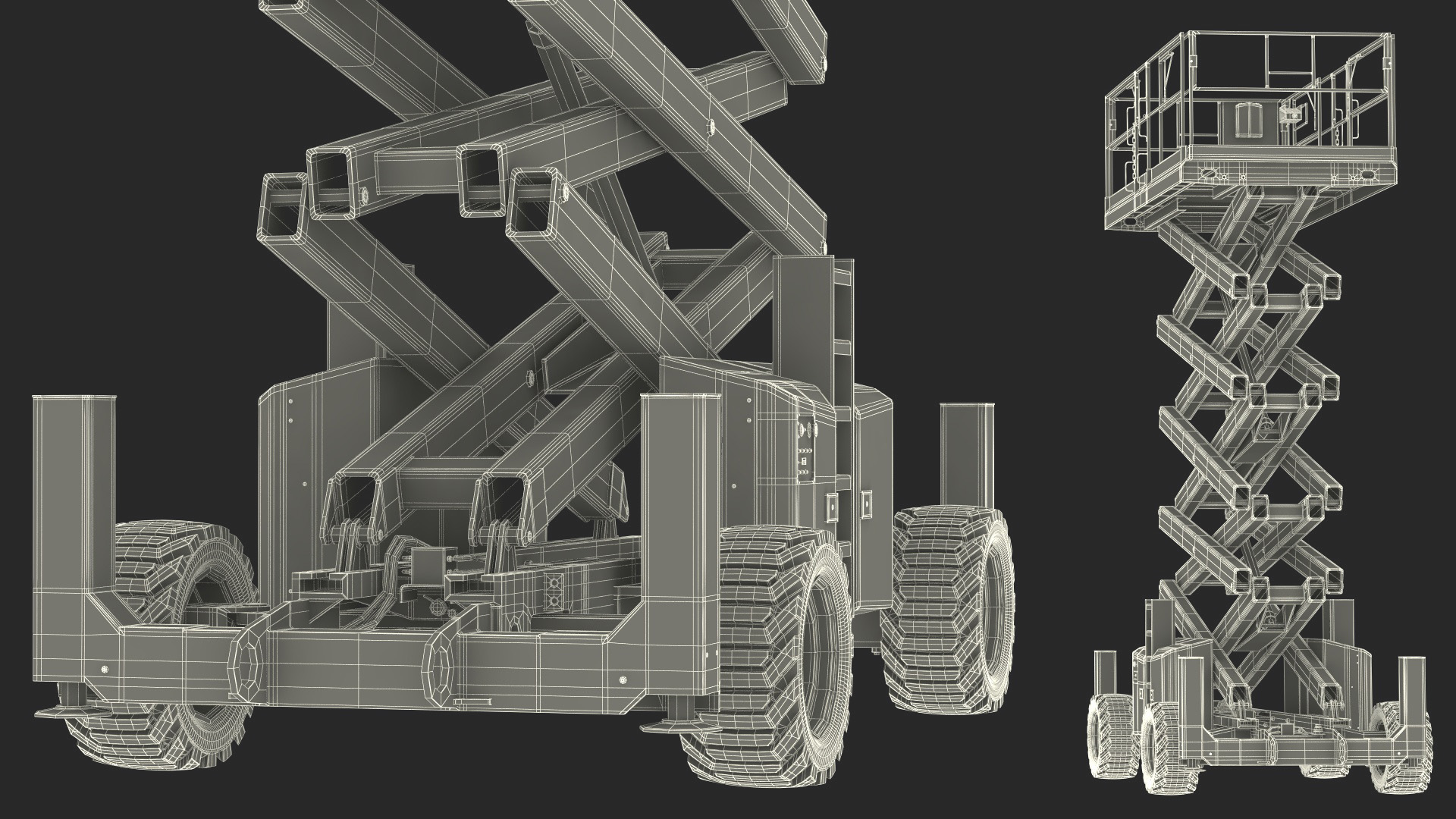 Scissor Lift Platform Rigged for Cinema 4D 3D
