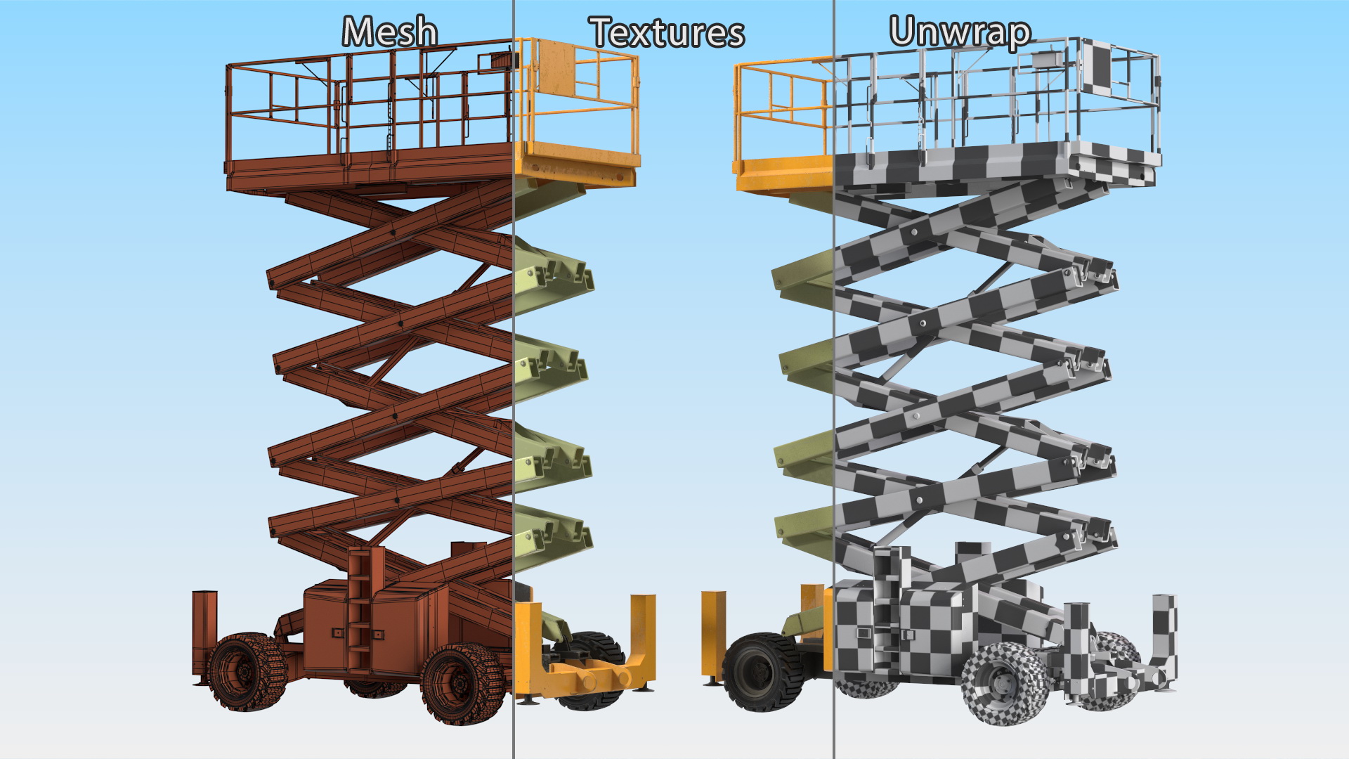 Scissor Lift Platform Rigged for Cinema 4D 3D