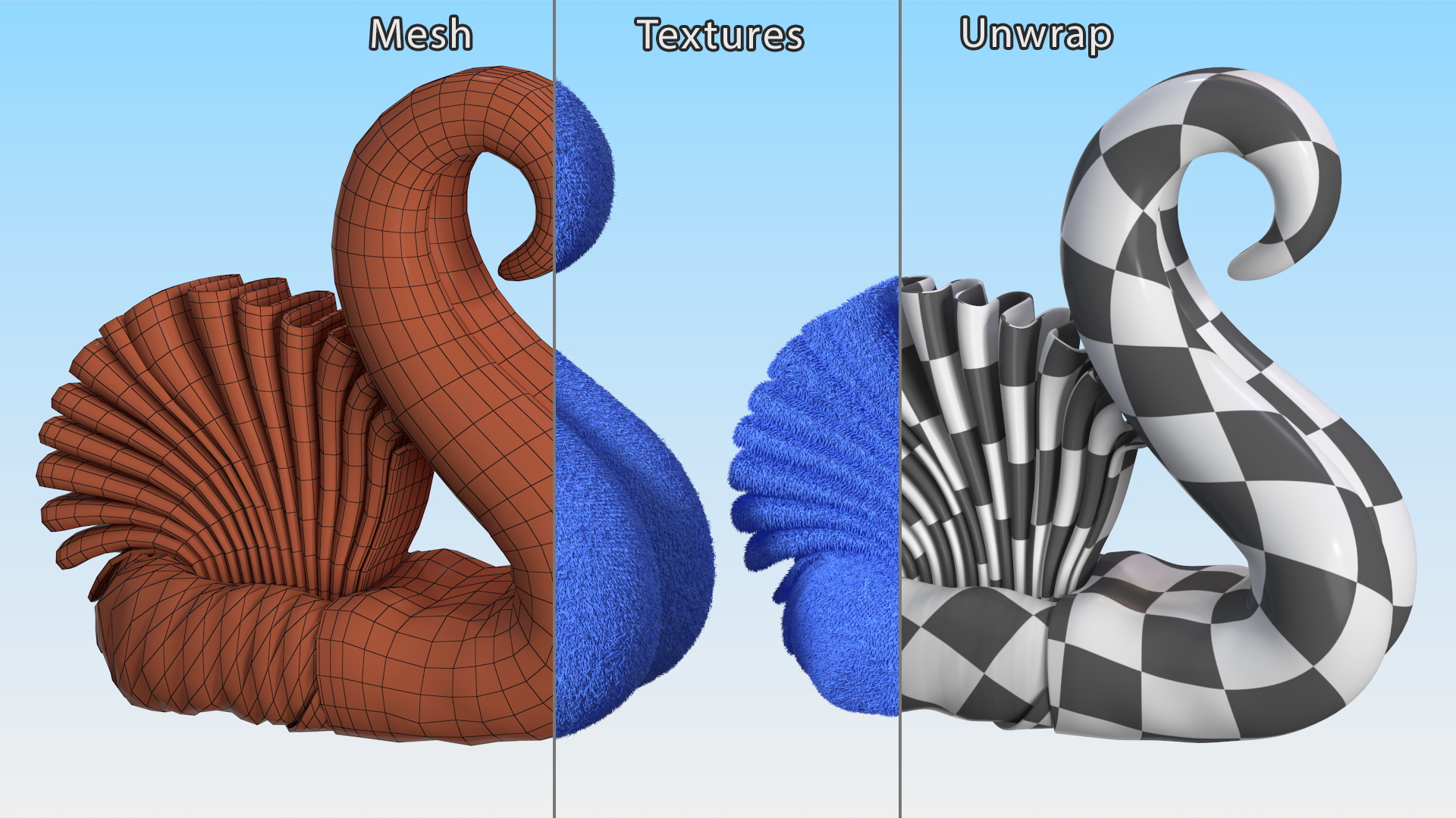 3D Art Towel Swan Blue Fur model