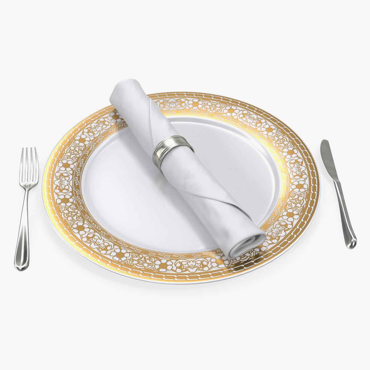 Empty Plate And Silverware Set