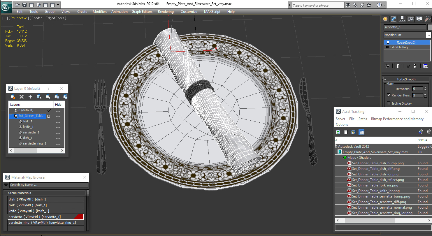 3D model Empty Plate And Silverware Set