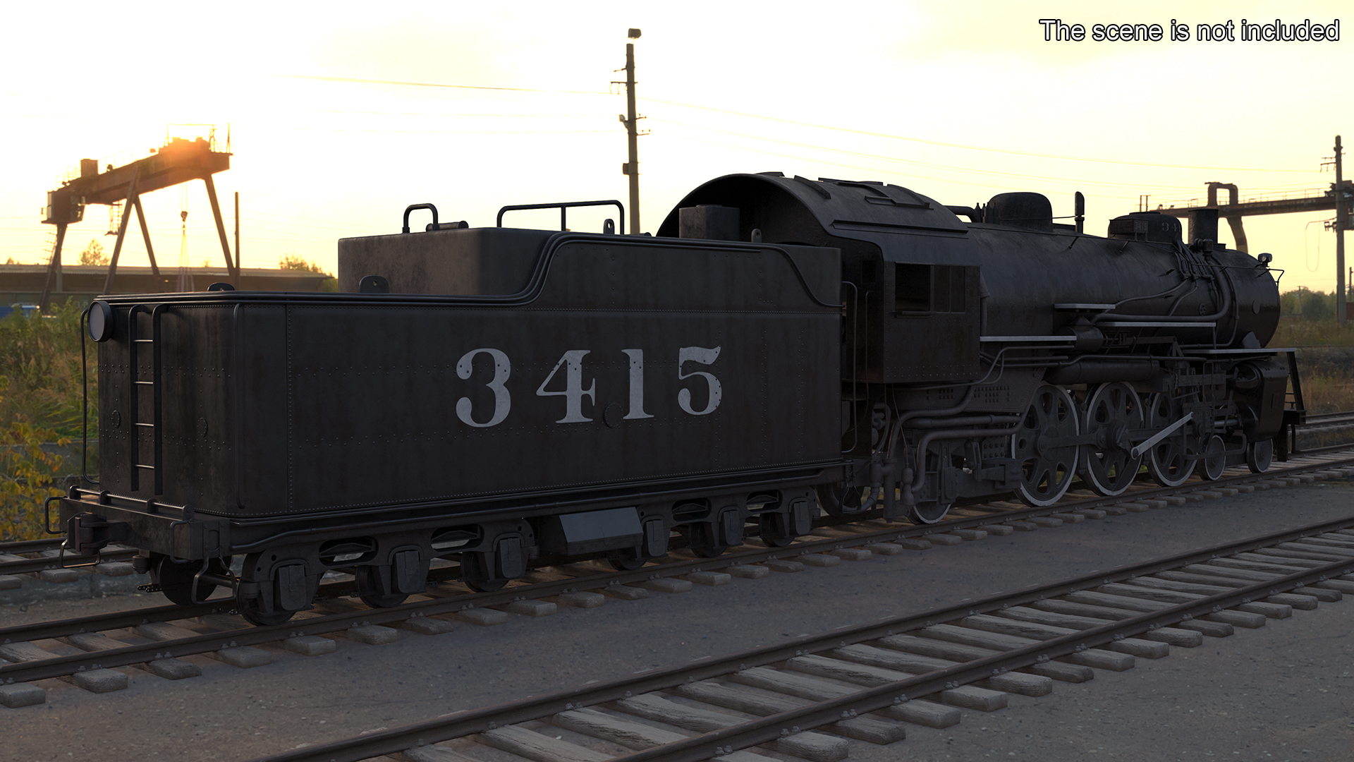 3D model Vintage Steam Locomotive and Tender