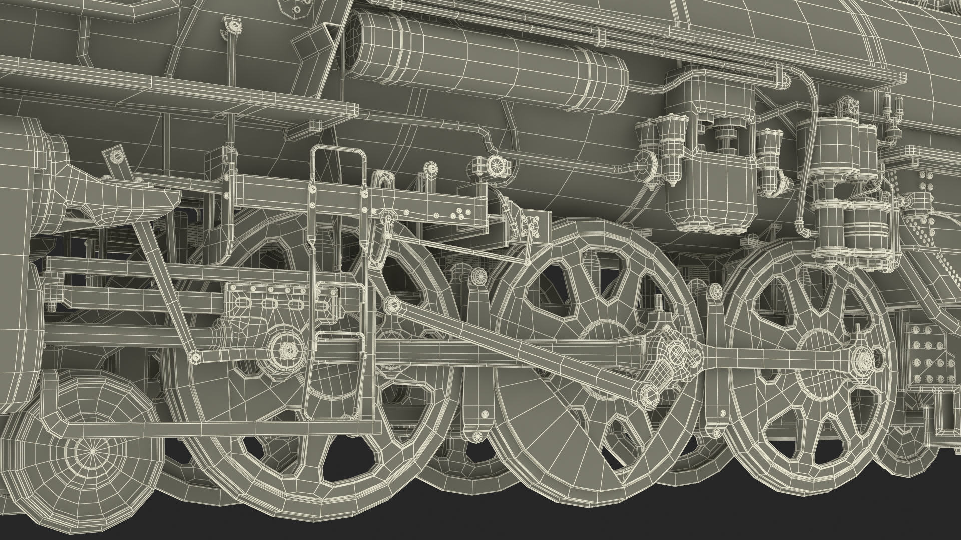 3D model Vintage Steam Locomotive and Tender