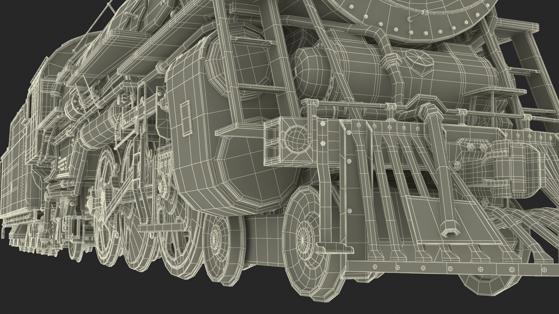 3D model Vintage Steam Locomotive and Tender