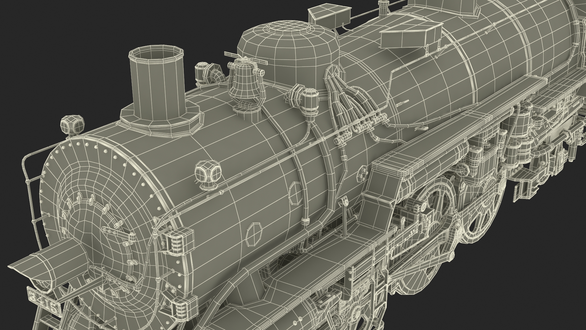 3D model Vintage Steam Locomotive and Tender