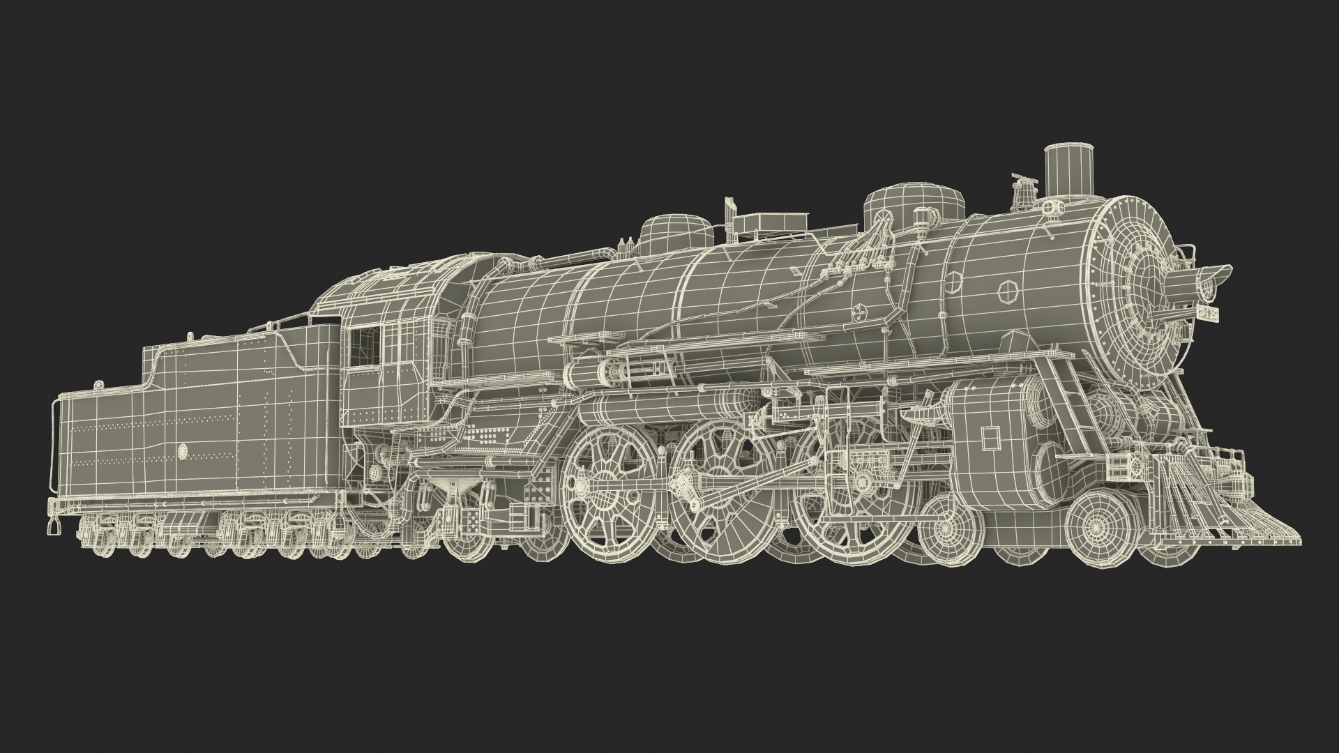 3D model Vintage Steam Locomotive and Tender