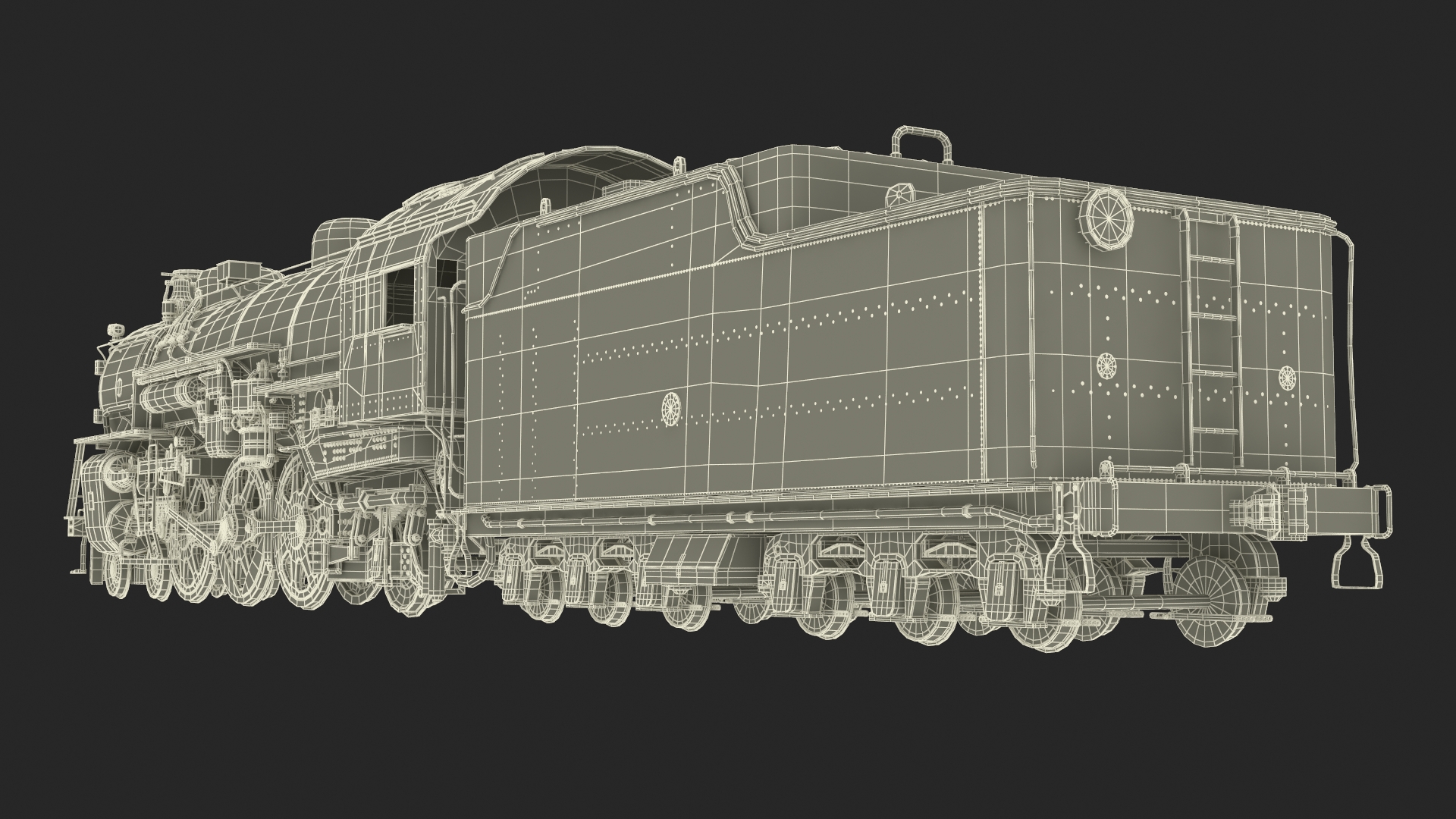 3D model Vintage Steam Locomotive and Tender
