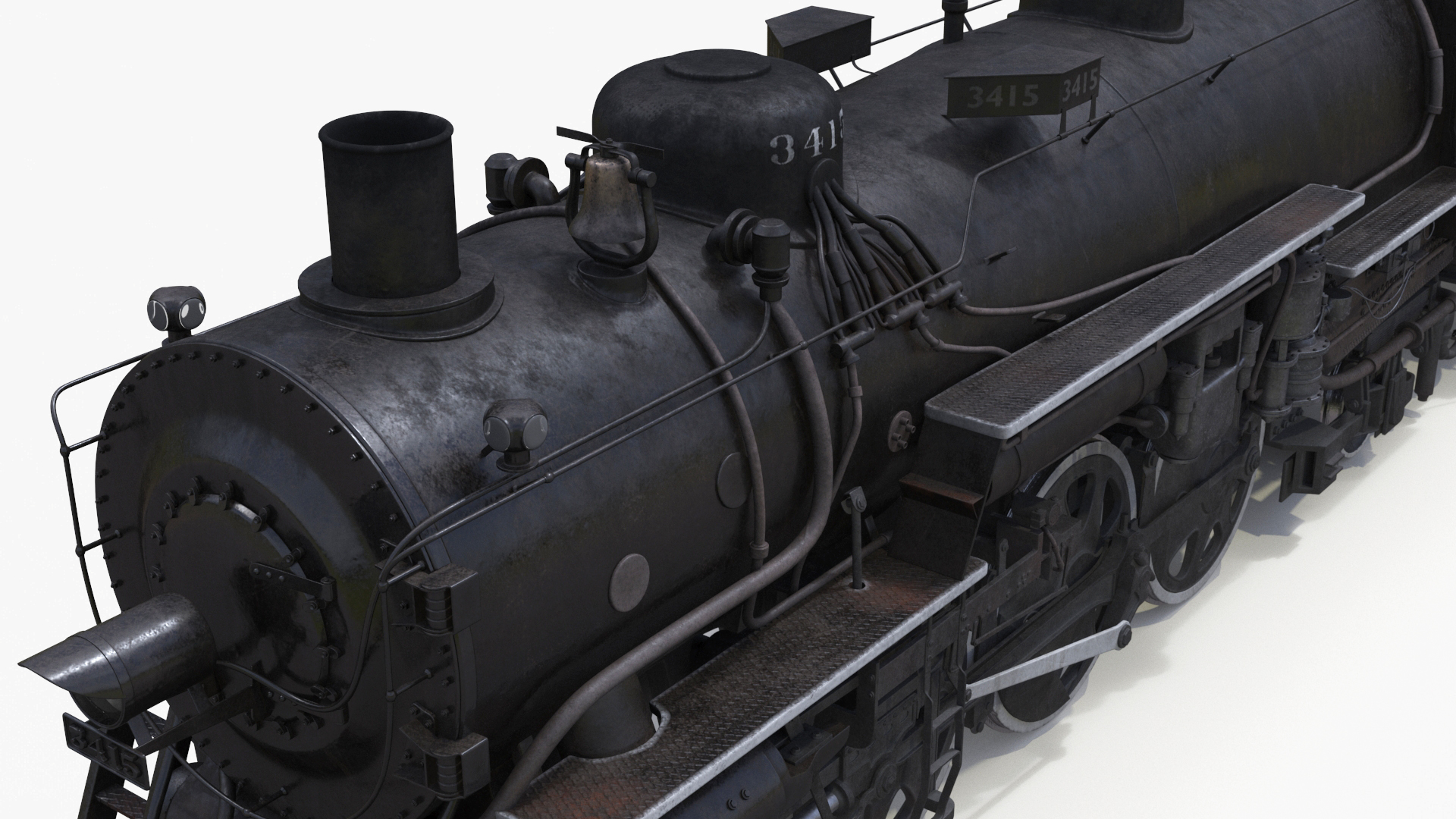 3D model Vintage Steam Locomotive and Tender