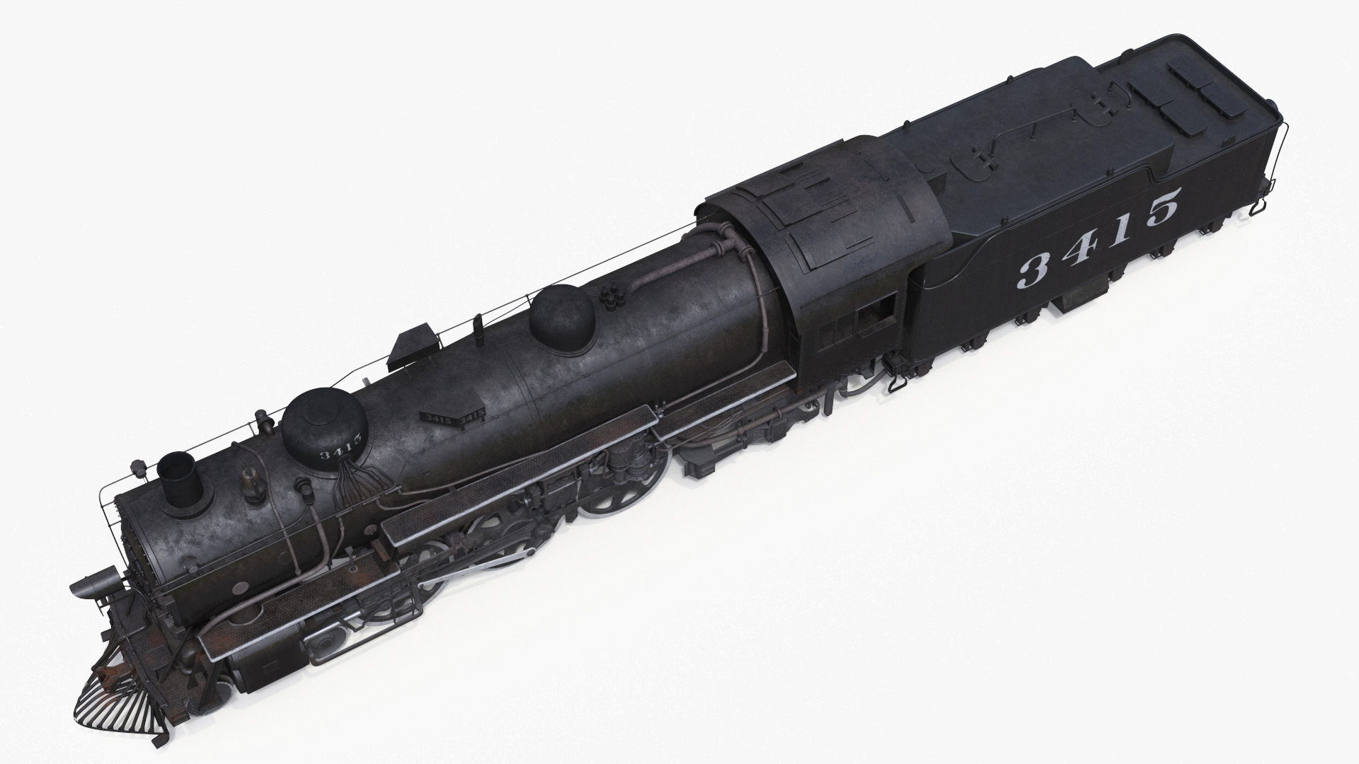 3D model Vintage Steam Locomotive and Tender
