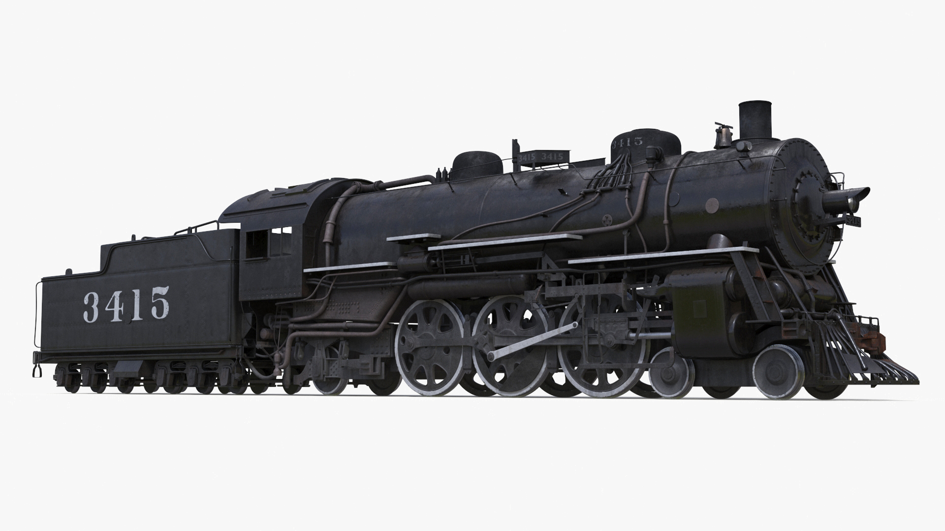 3D model Vintage Steam Locomotive and Tender