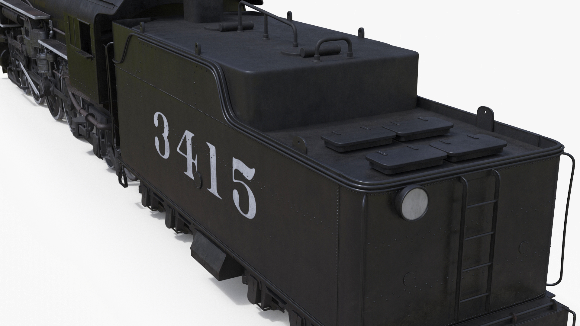 3D model Vintage Steam Locomotive and Tender