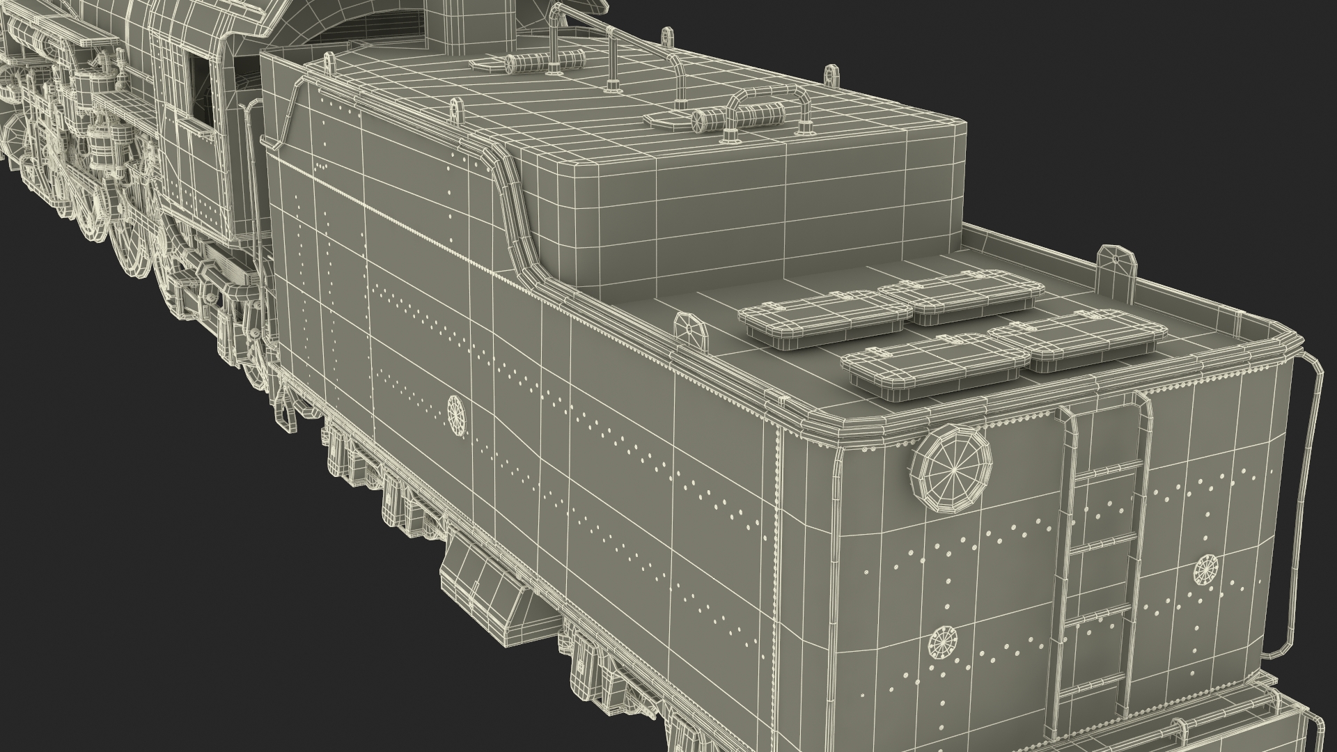 3D model Vintage Steam Locomotive and Tender