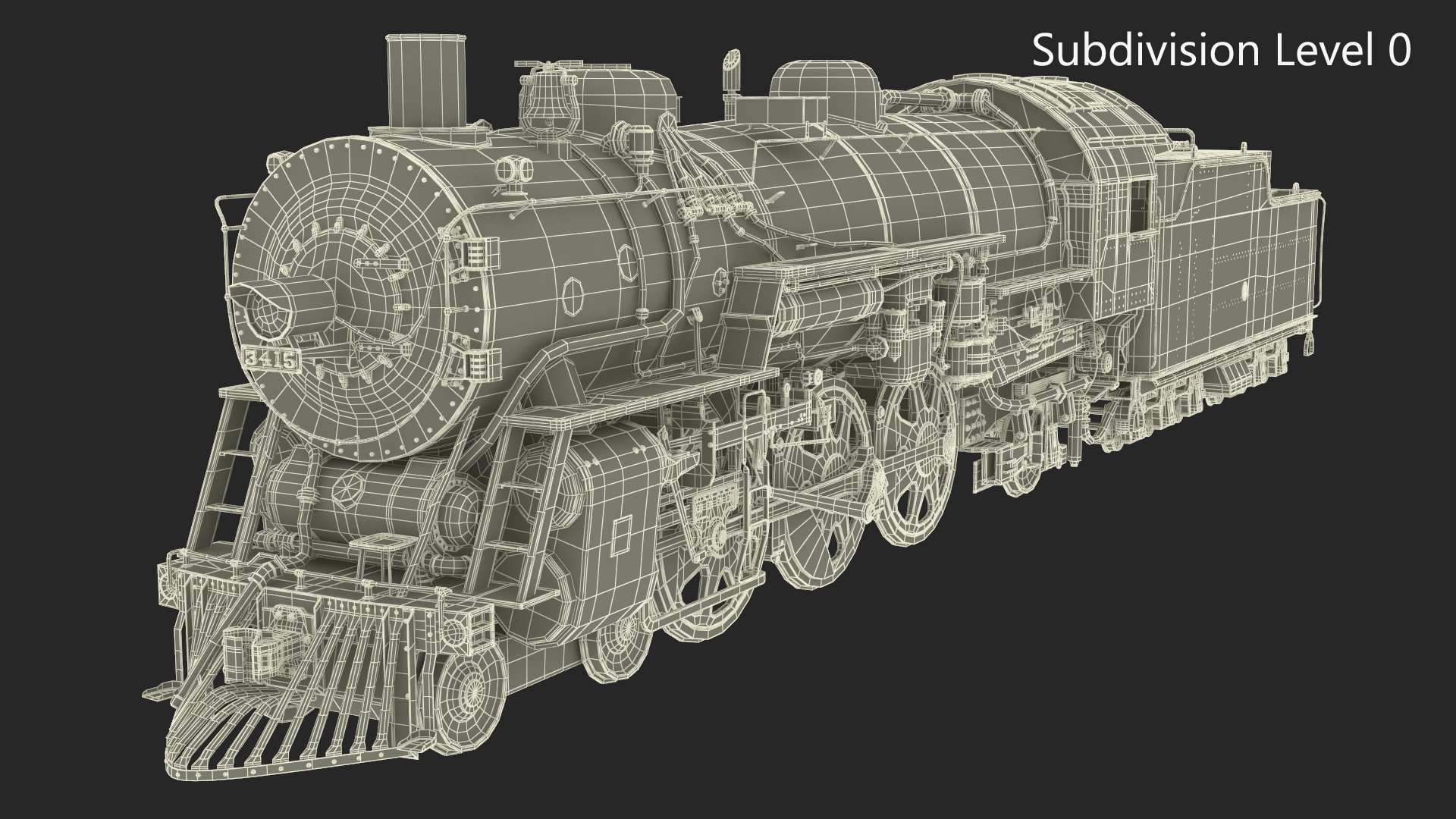3D model Vintage Steam Locomotive and Tender