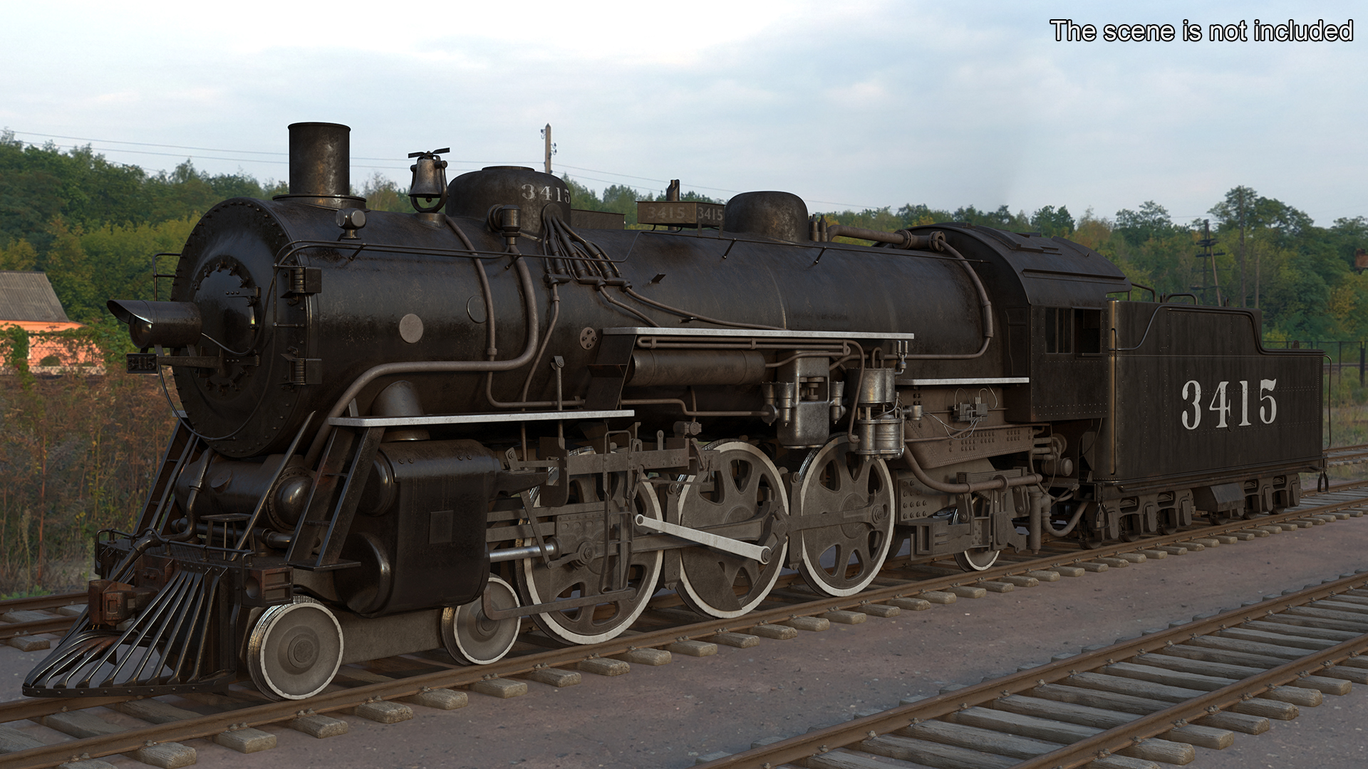 3D model Vintage Steam Locomotive and Tender