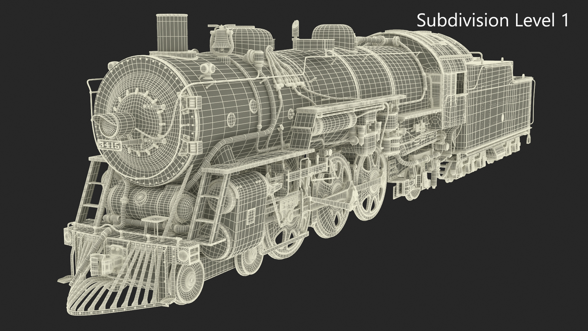 3D model Vintage Steam Locomotive and Tender