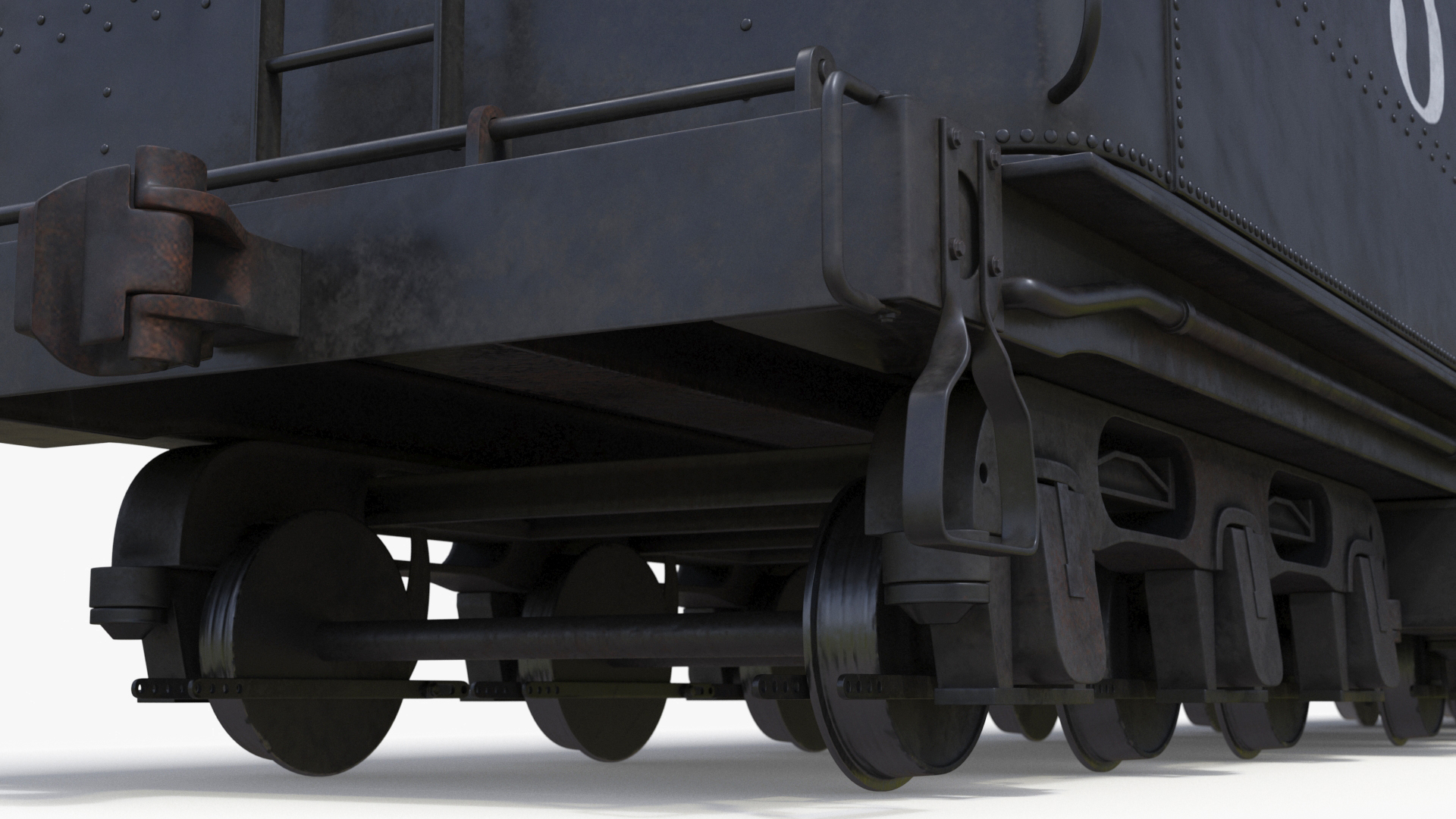 3D model Vintage Steam Locomotive and Tender