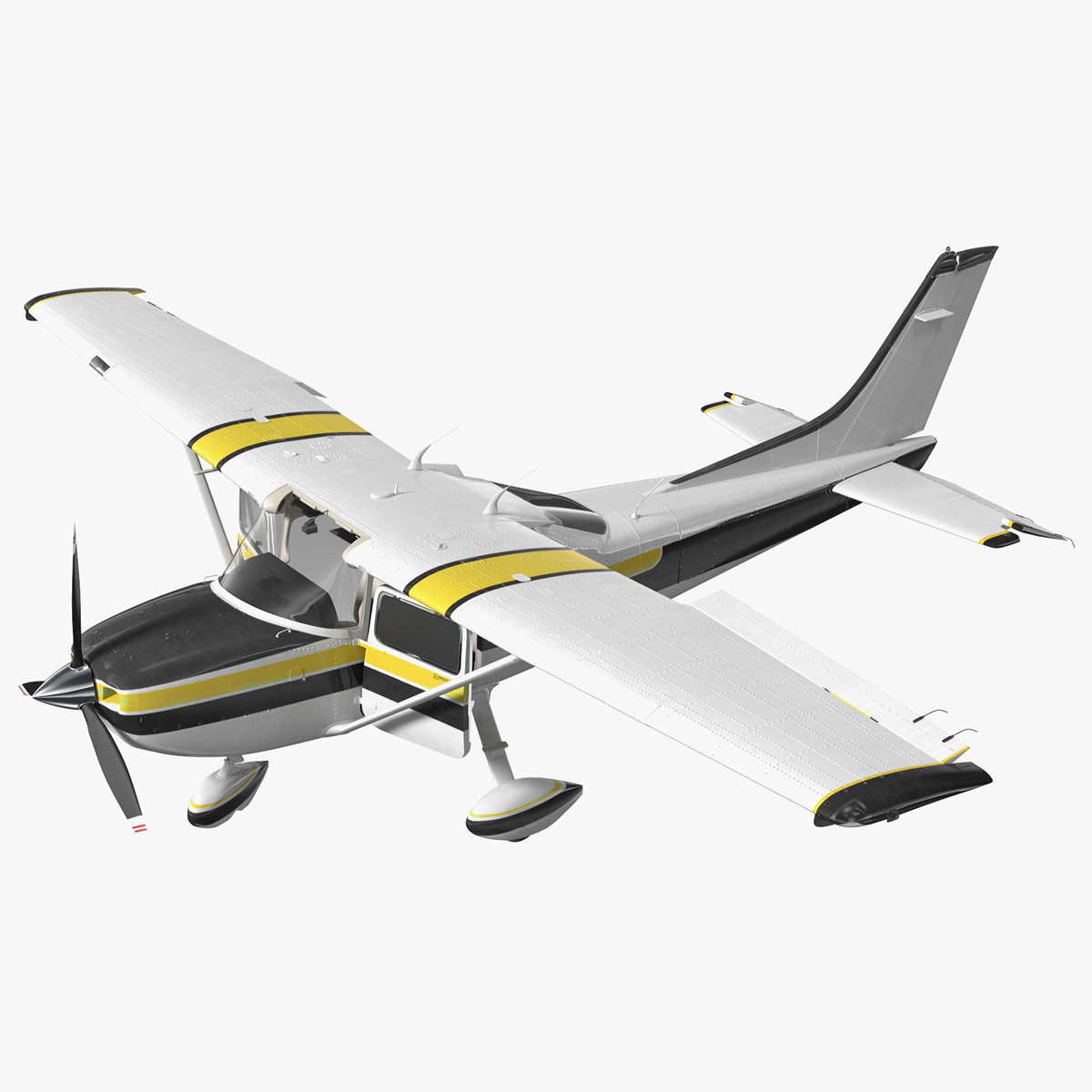 3D Four Seat Light Utility Aircraft Rigged for Maya model