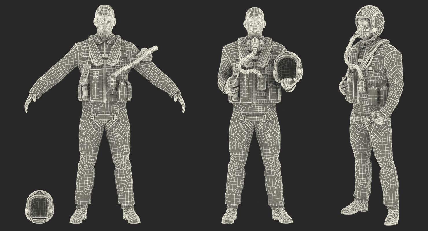 3D Military Jet Fighter Pilot Rigged model