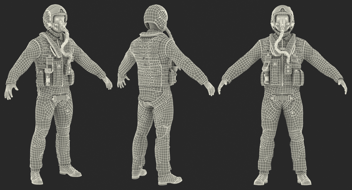 3D Military Jet Fighter Pilot Rigged model